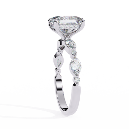 White Gold / Moissanite, White Gold / Lab Grown