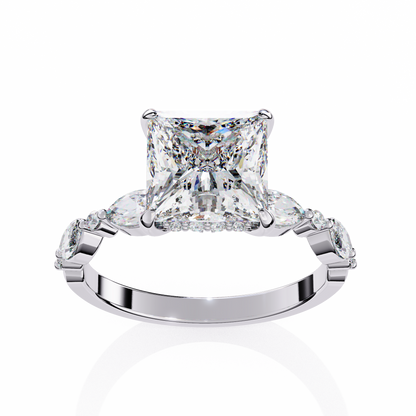 White Gold / Moissanite, White Gold / Lab Grown