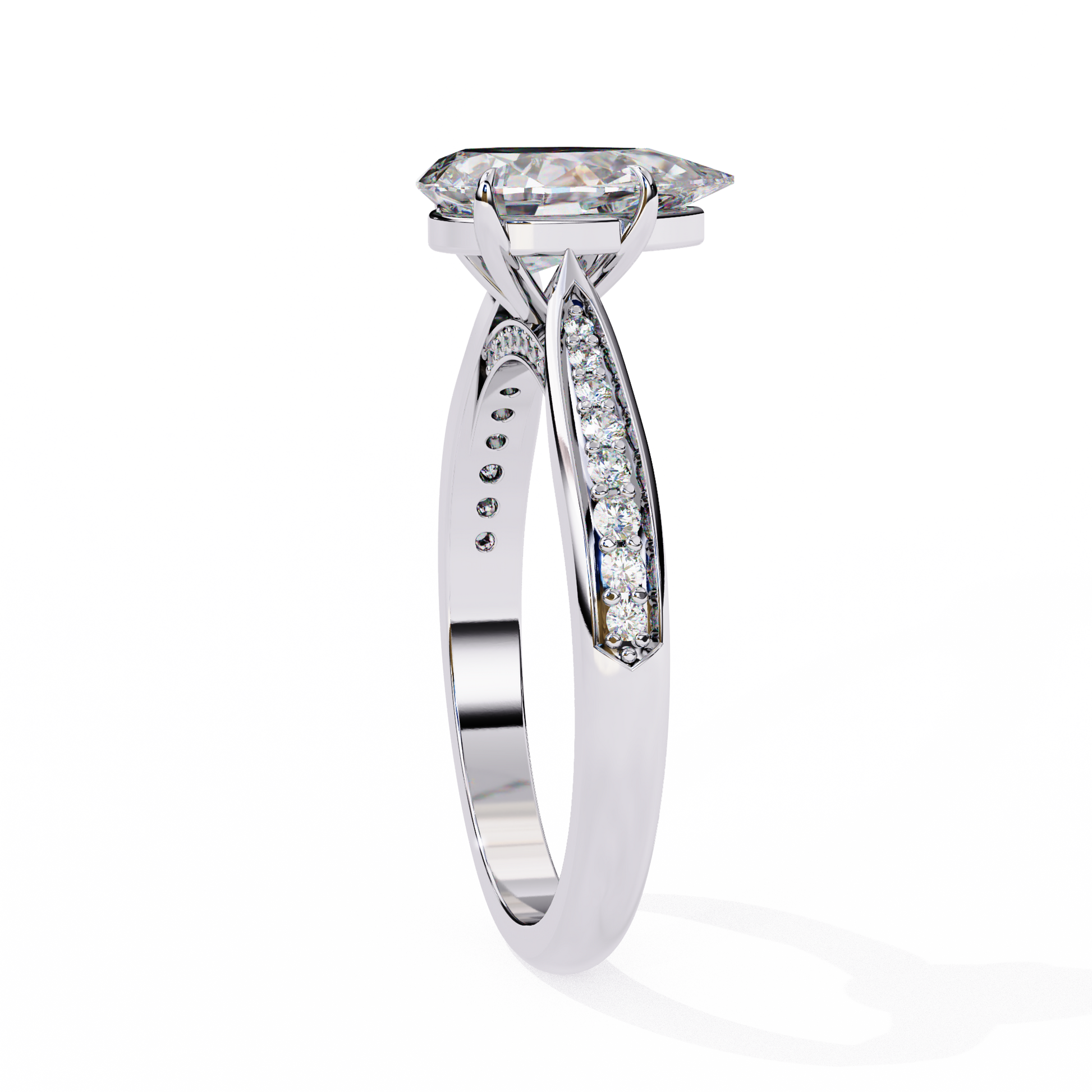 White Gold / Moissanite, White Gold / Lab Grown