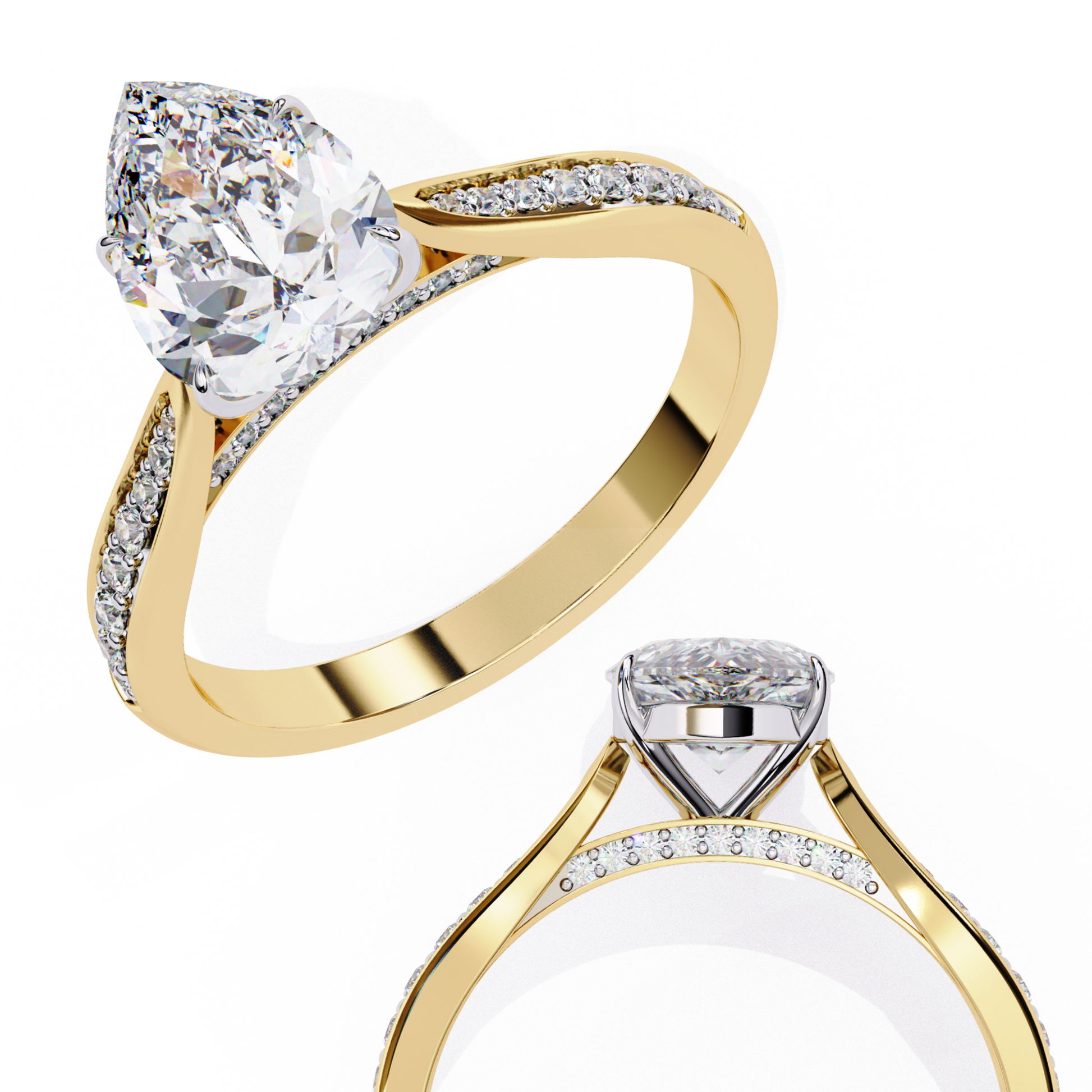 Yellow Gold / Moissanite, Yellow Gold / Lab Grown