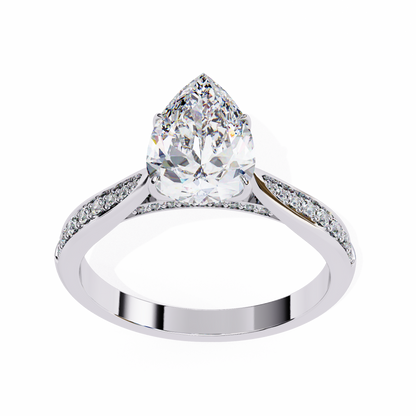 White Gold / Moissanite, White Gold / Lab Grown