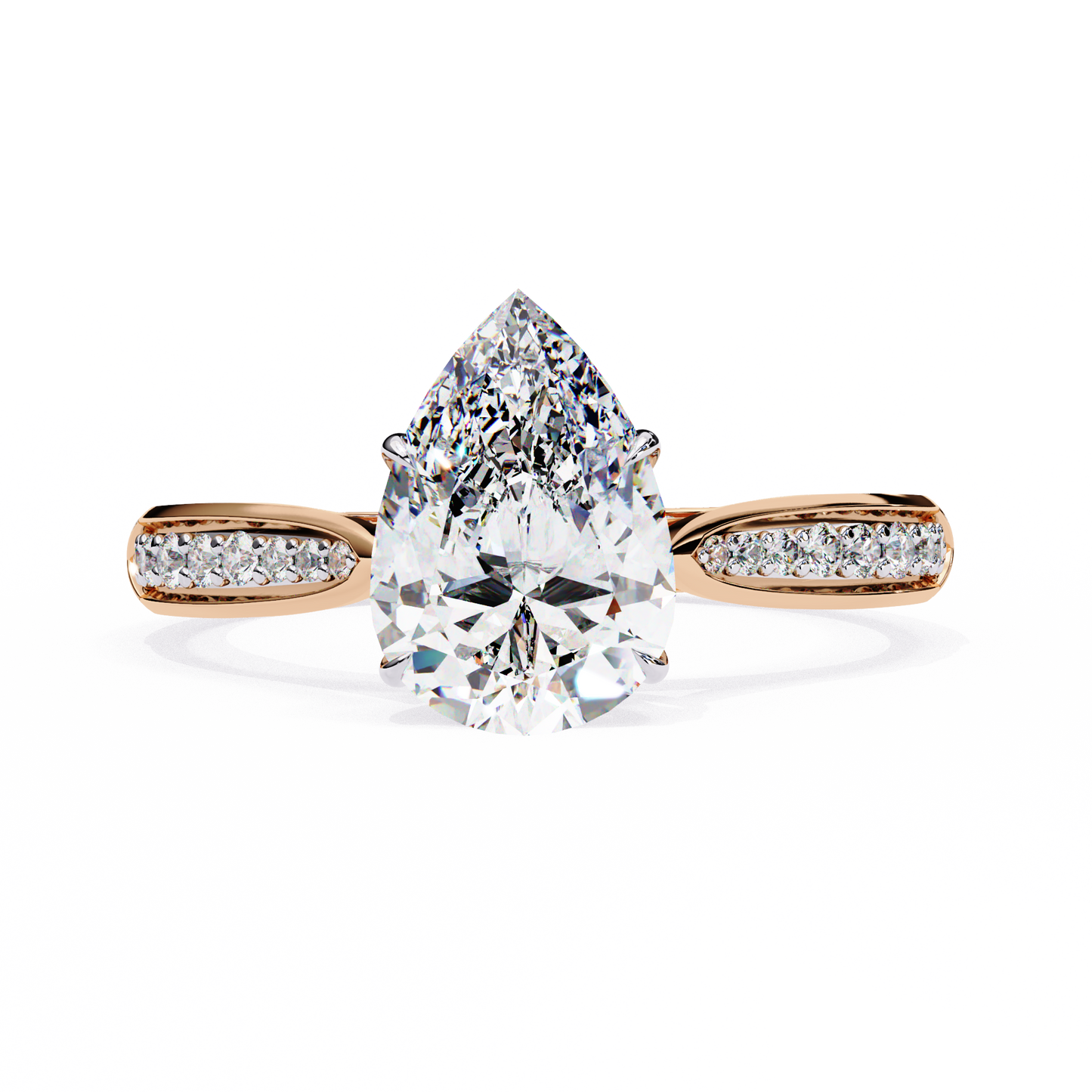 rose gold / moissanite, rose gold / lab grown