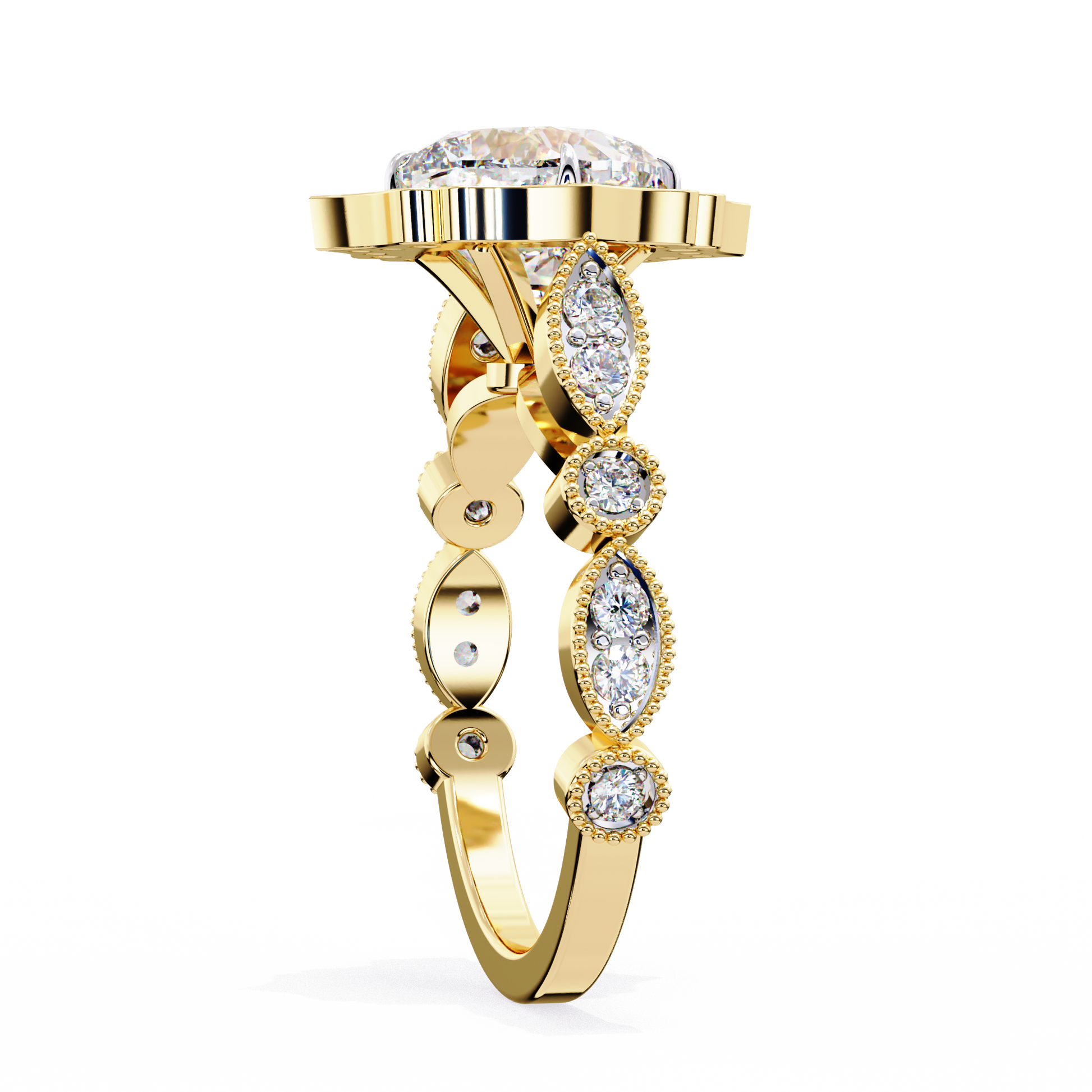 Yellow Gold / Moissanite, Yellow Gold / Lab Grown