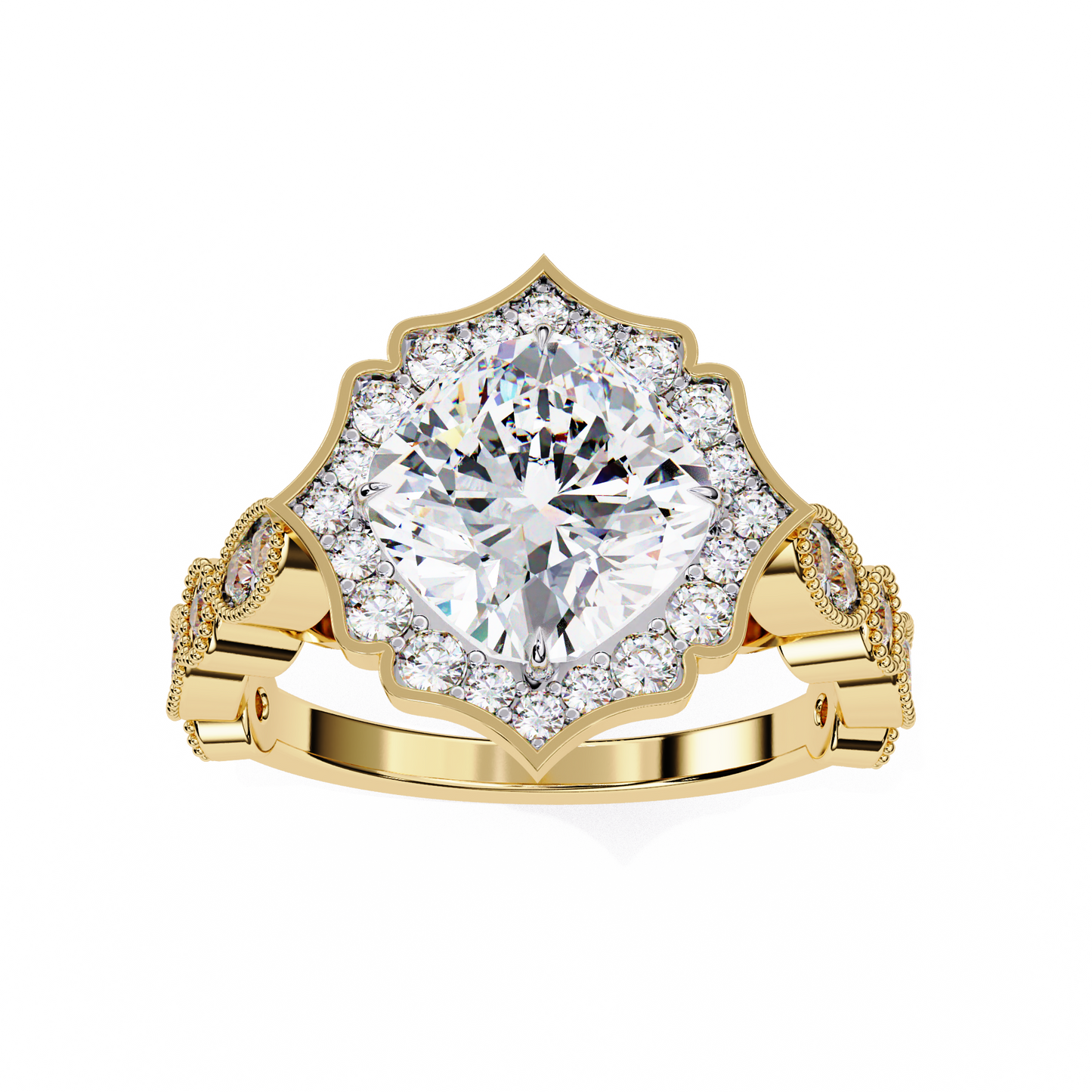 yellow gold / moissanite, yellow gold / lab grown