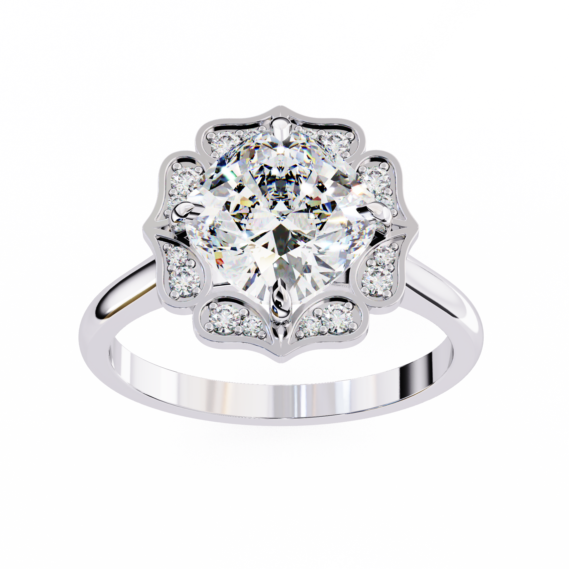White Gold / Moissanite, White Gold / Lab Grown