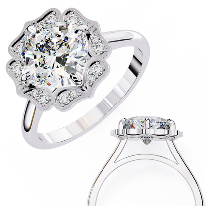 White Gold / Moissanite, White Gold / Lab Grown