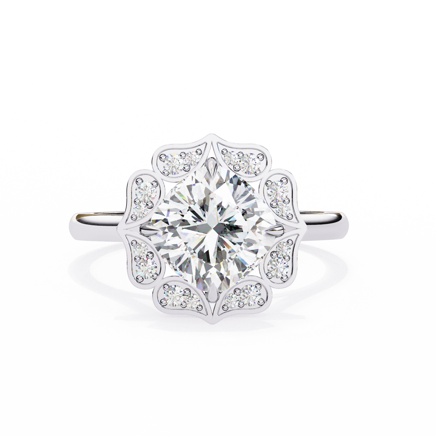 white gold / moissanite, white gold / lab grown