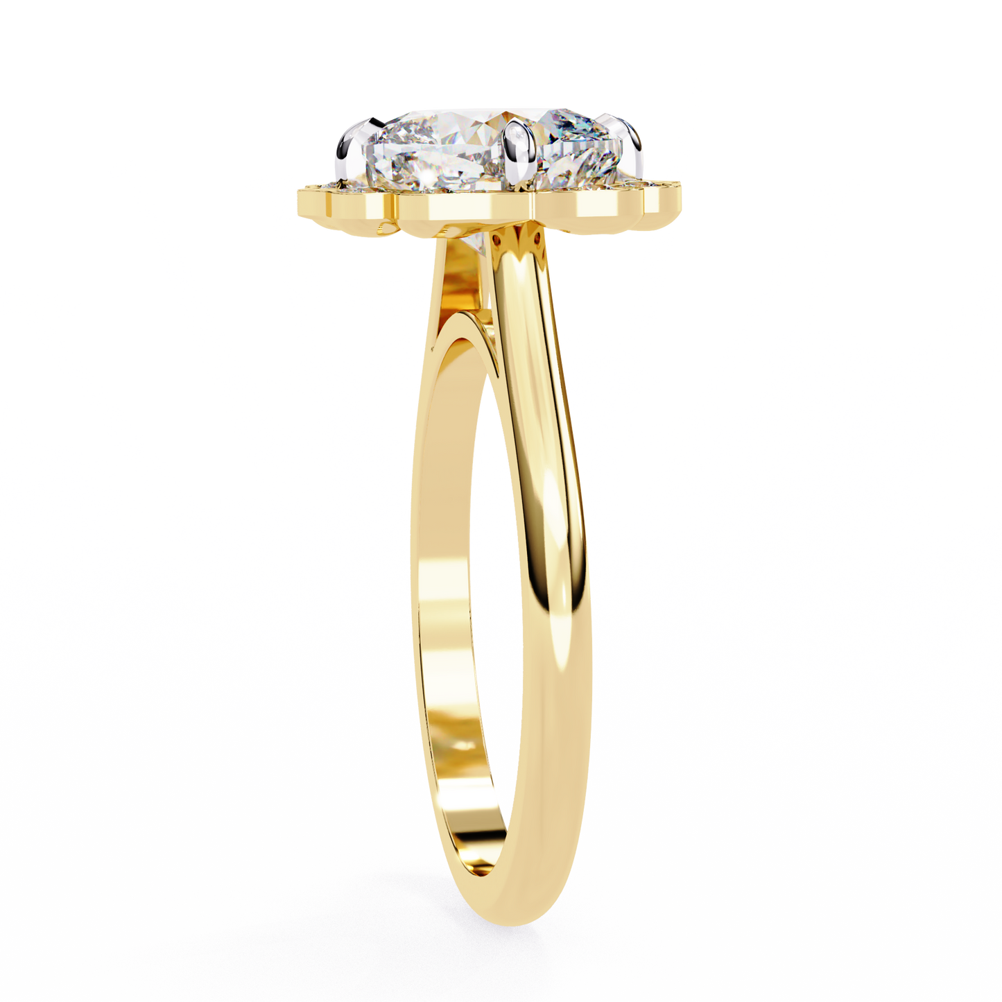 yellow gold / moissanite, yellow gold / lab grown