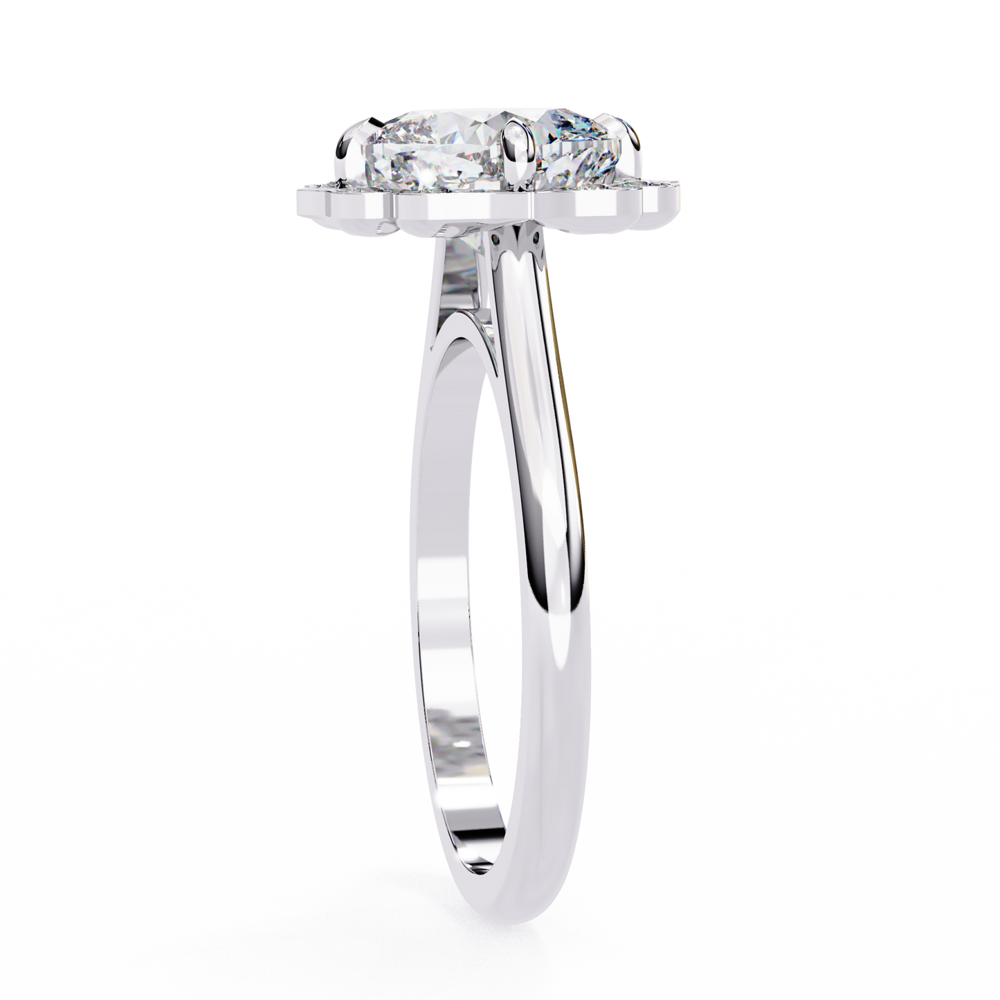white gold / moissanite, white gold / lab grown