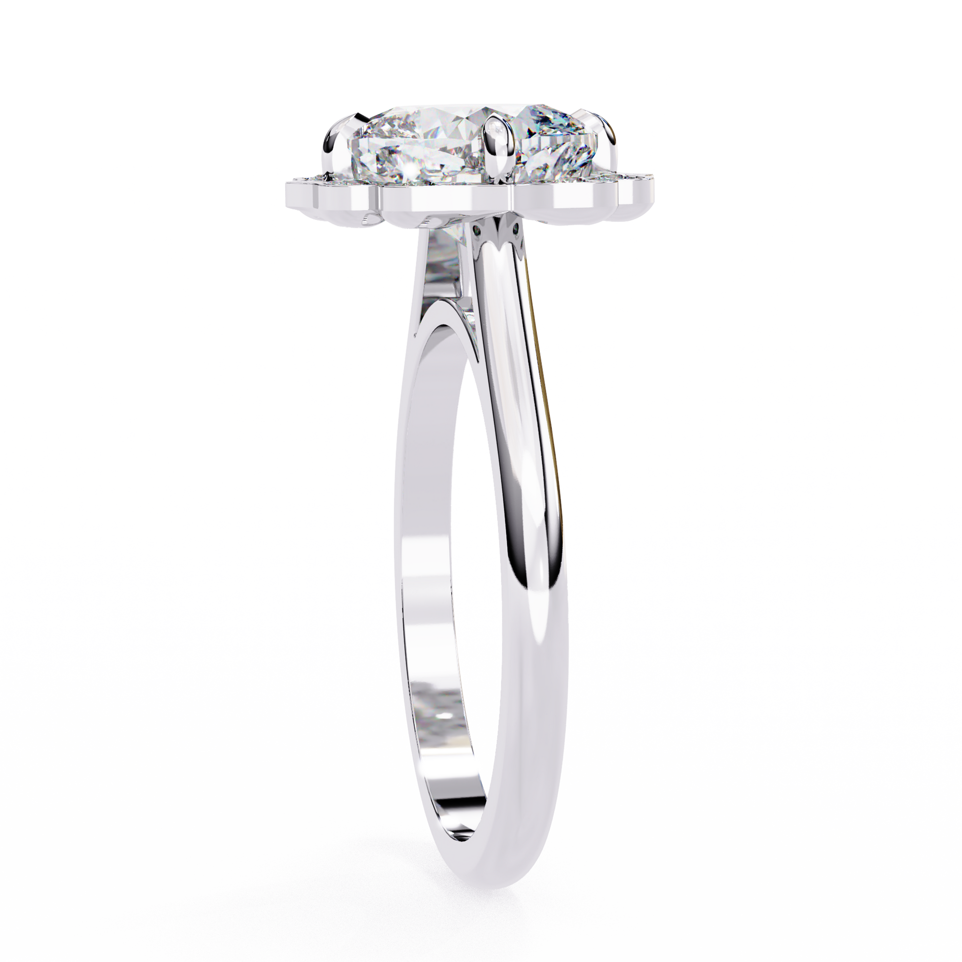 White Gold / Moissanite, White Gold / Lab Grown