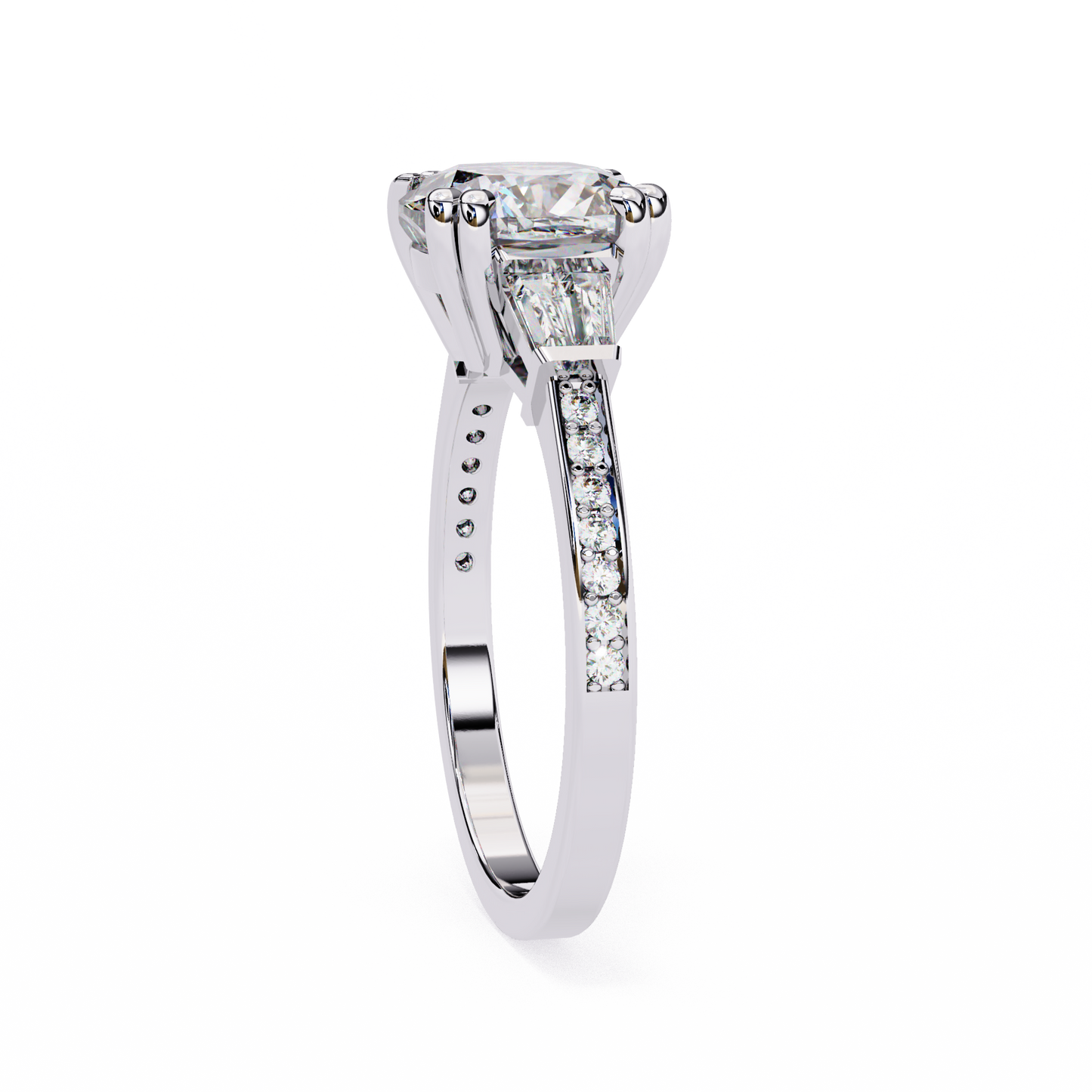 white gold / moissanite, white gold / lab grown