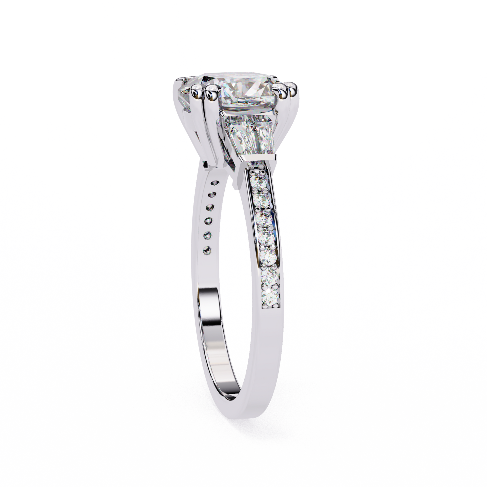 White Gold / Moissanite, White Gold / Lab Grown