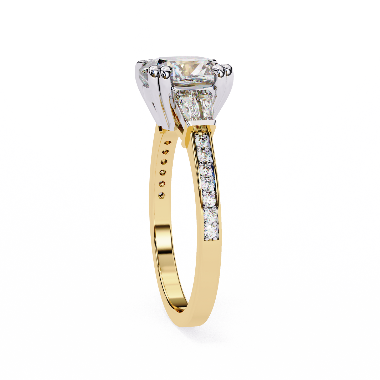 yellow gold / moissanite, yellow gold / lab grown