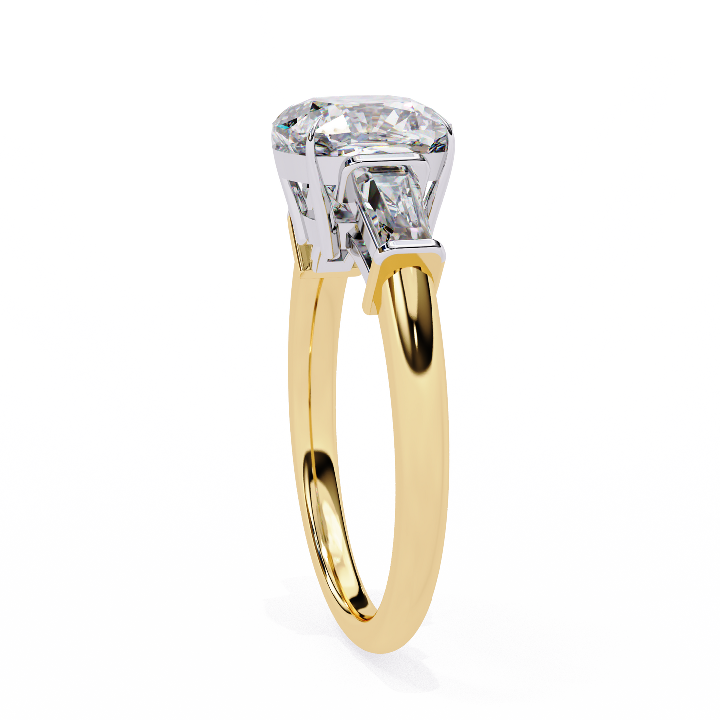 yellow gold / moissanite, yellow gold / lab grown