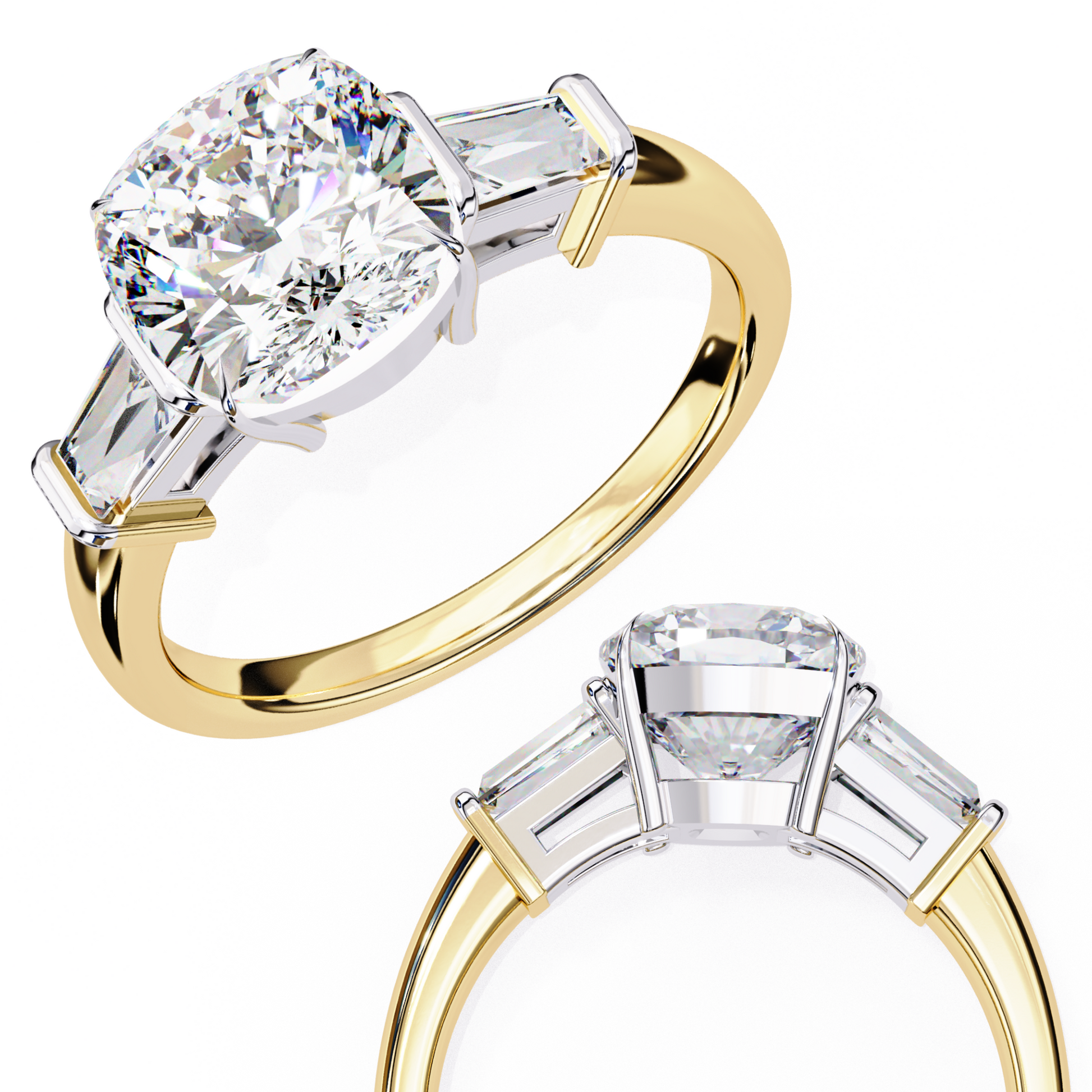 Yellow Gold / Moissanite, Yellow Gold / Lab Grown