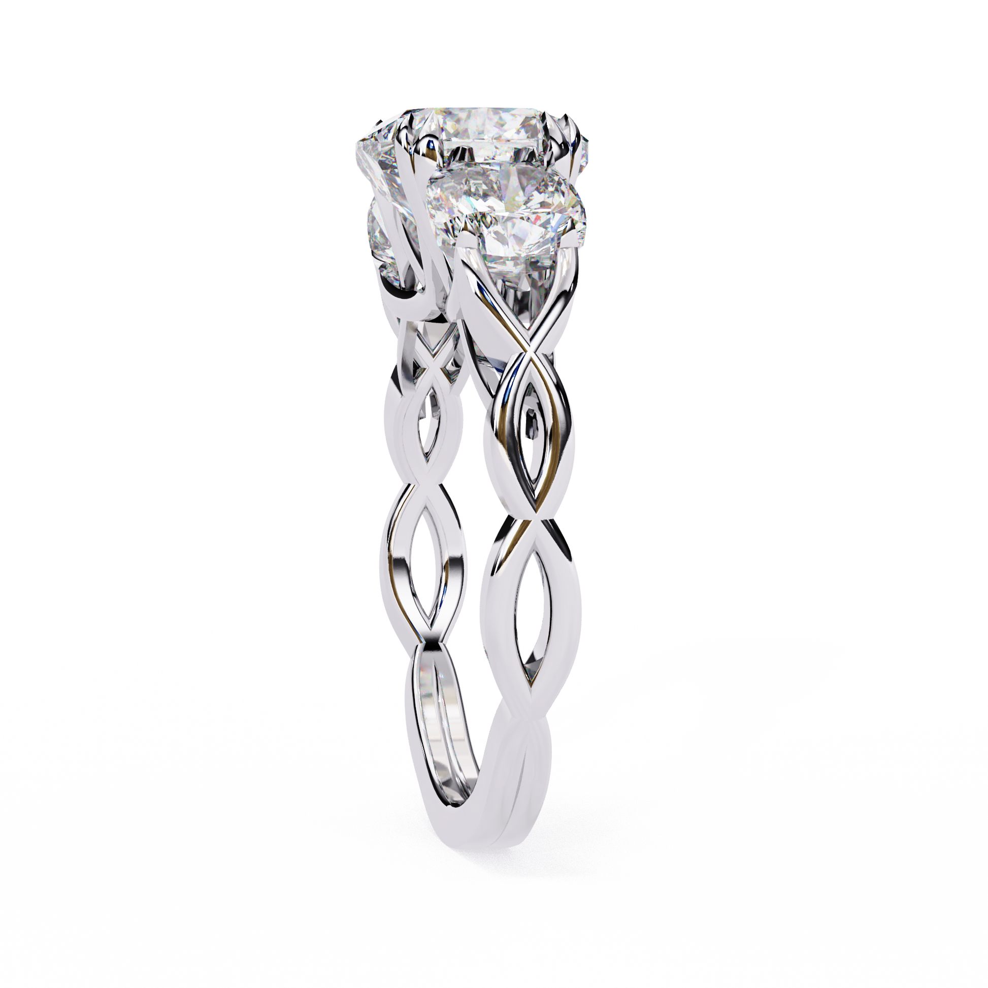 White Gold / Moissanite, White Gold / Lab Grown
