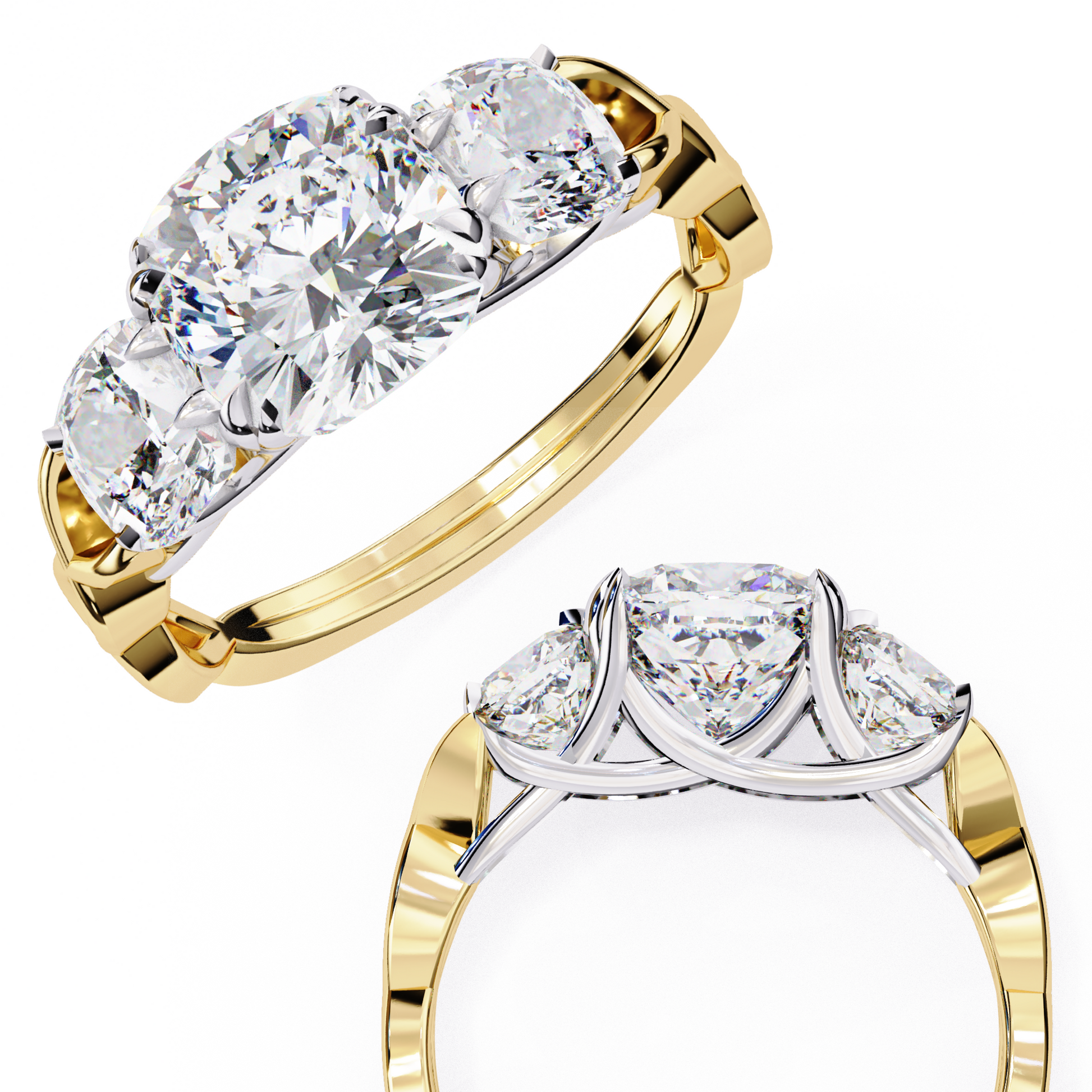 Yellow Gold / Moissanite, Yellow Gold / Lab Grown