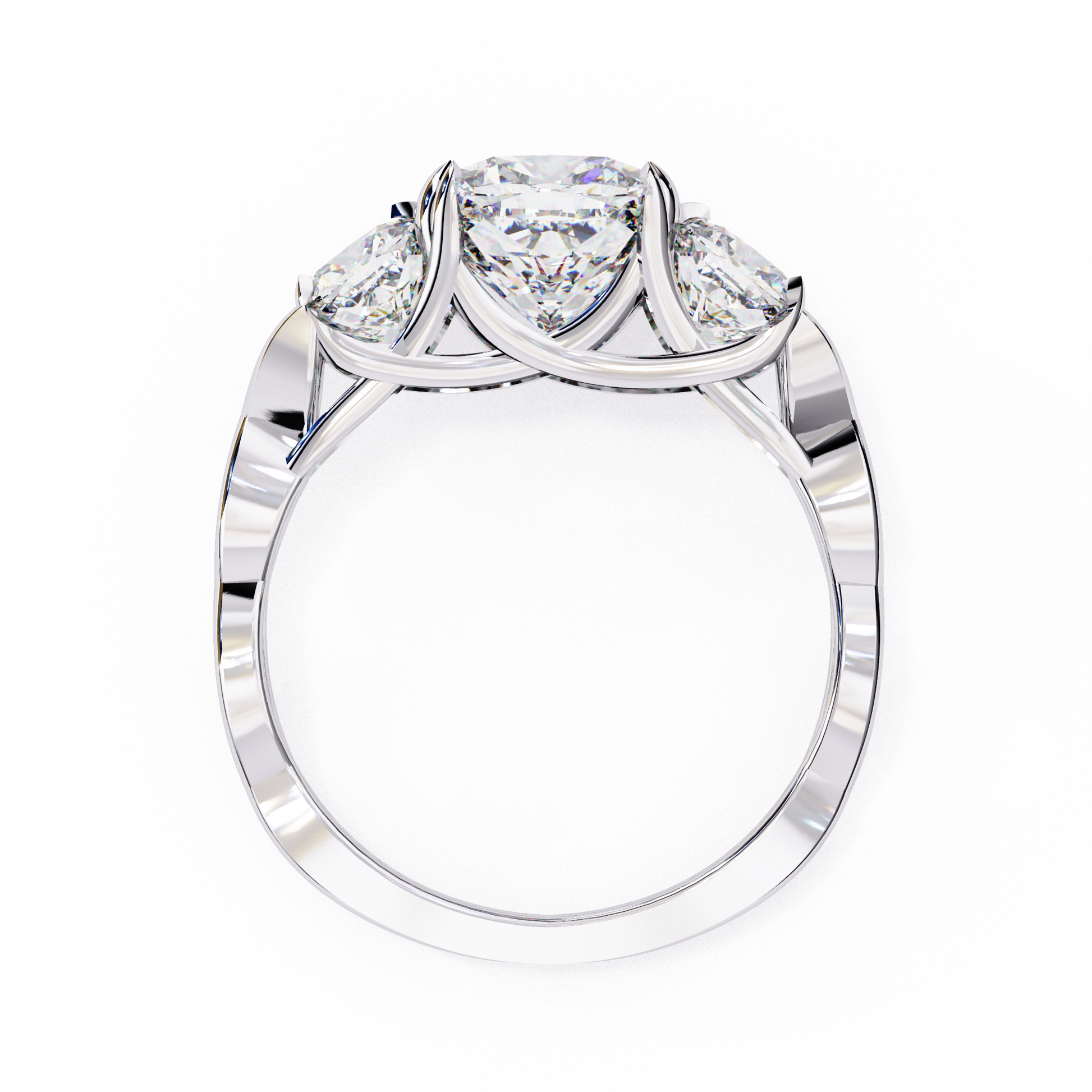 White Gold / Moissanite, White Gold / Lab Grown