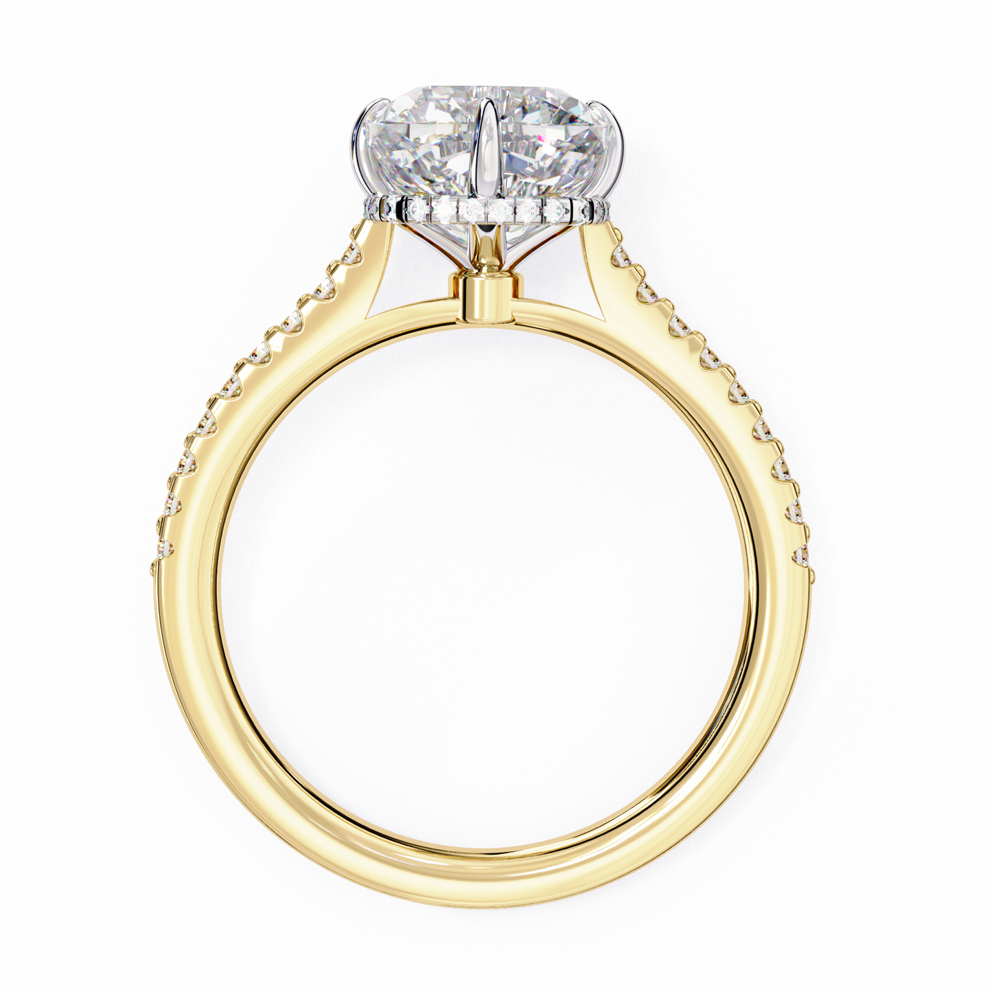 yellow gold / moissanite, yellow gold / lab grown
