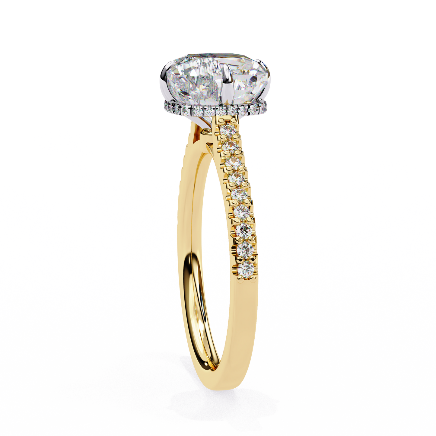 yellow gold / moissanite, yellow gold / lab grown