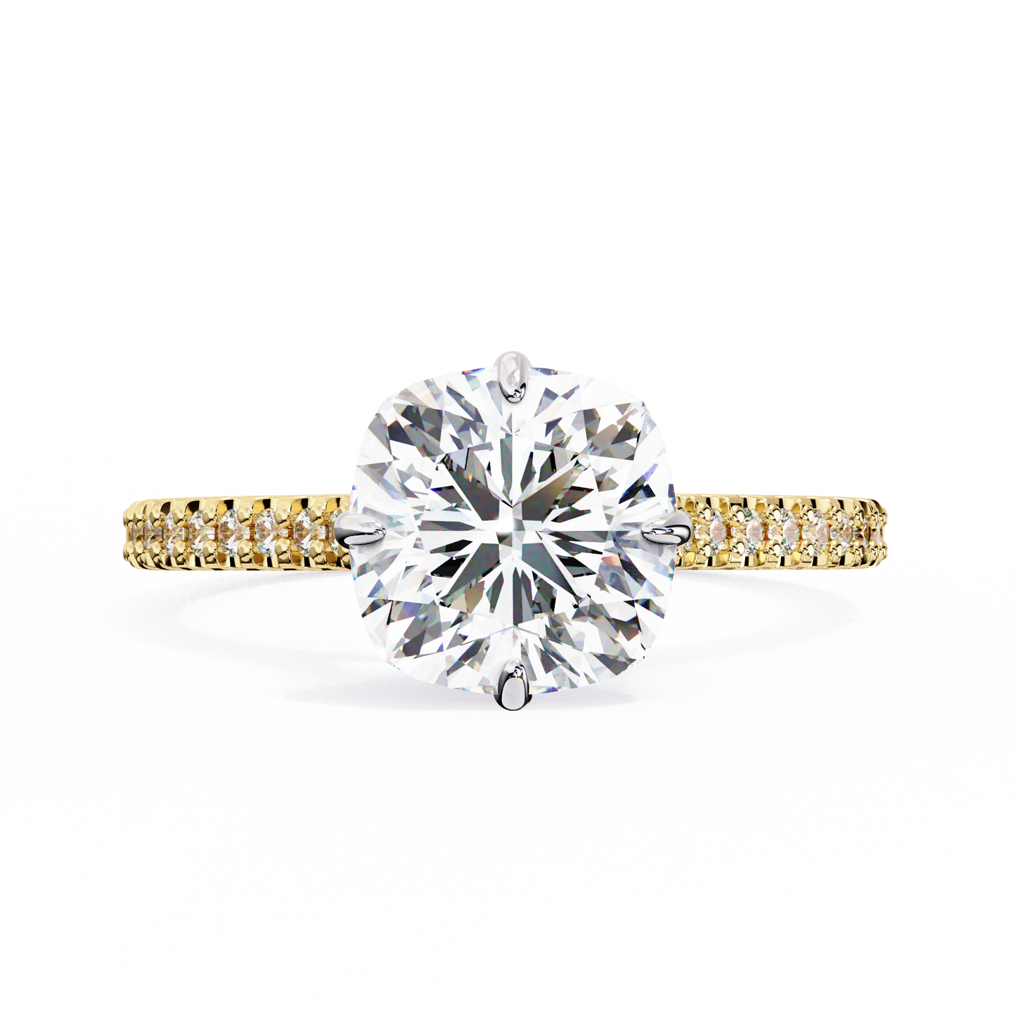yellow gold / moissanite, yellow gold / lab grown