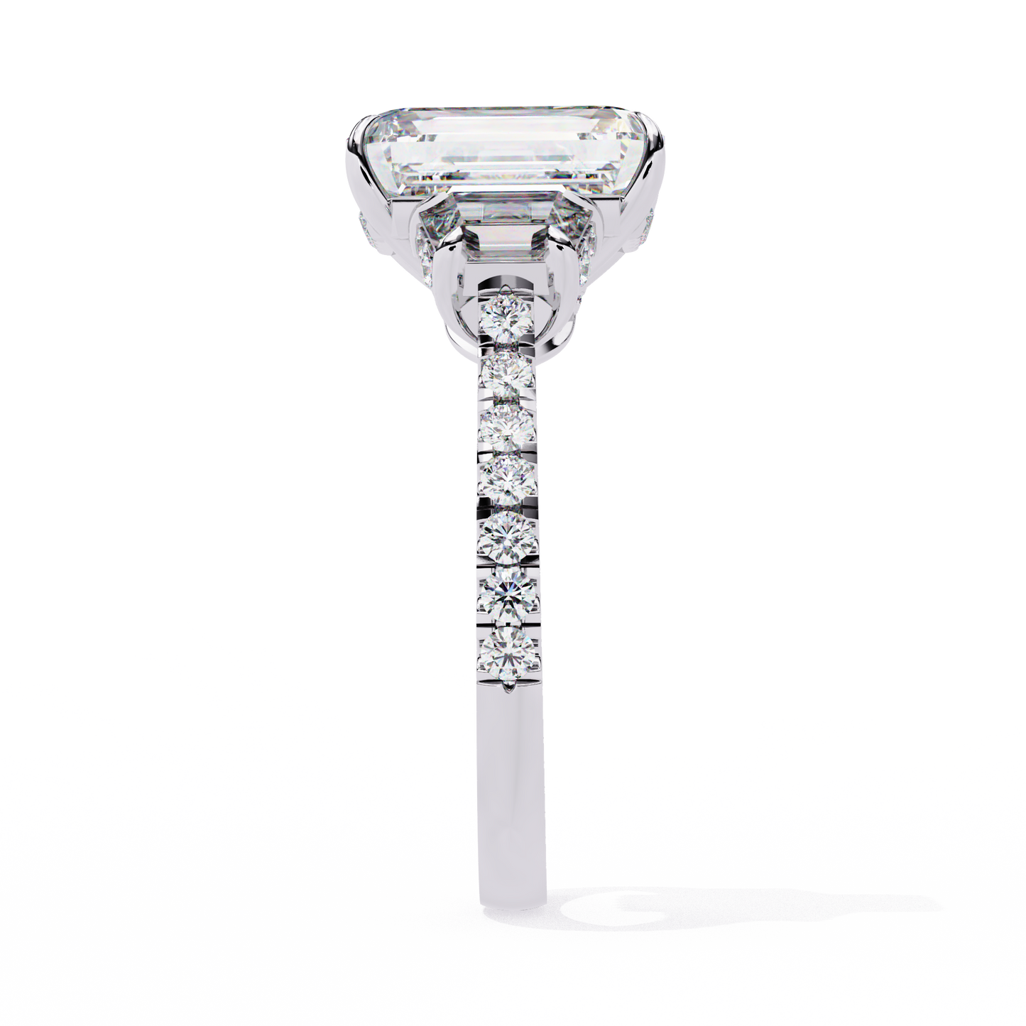 white gold / moissanite, white gold / lab grown