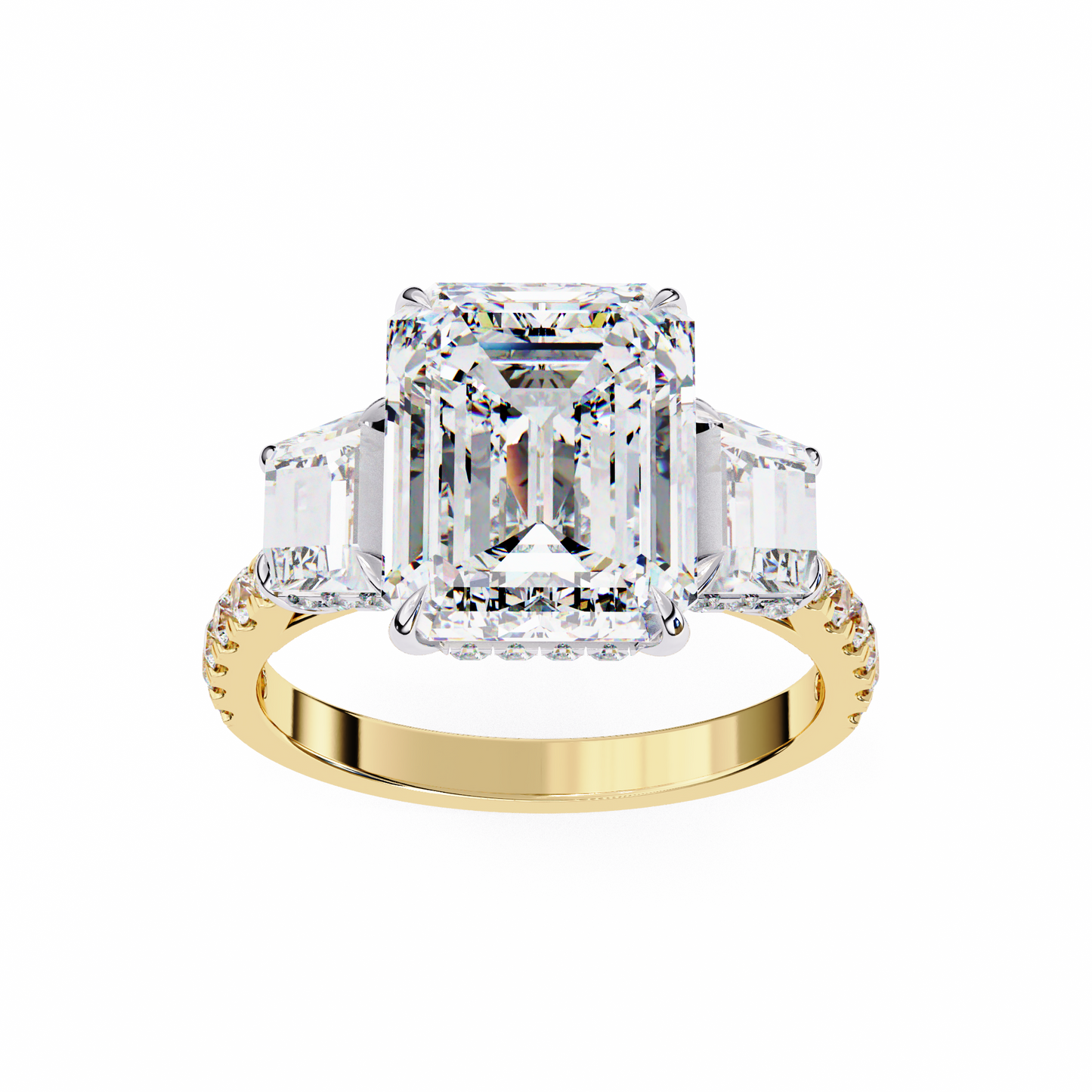 yellow gold / moissanite, yellow gold / lab grown