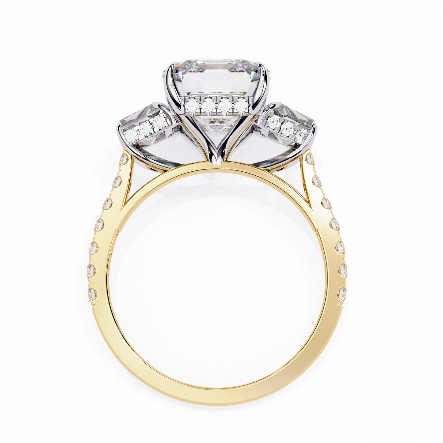 yellow gold / moissanite, yellow gold / lab grown