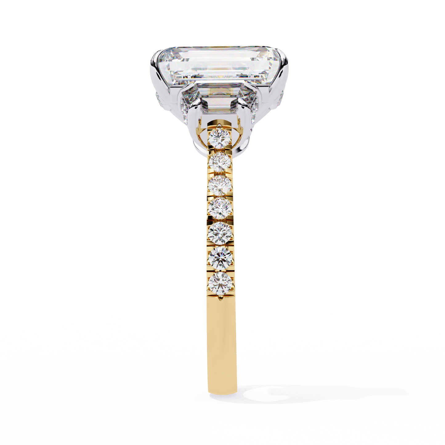 yellow gold / moissanite, yellow gold / lab grown