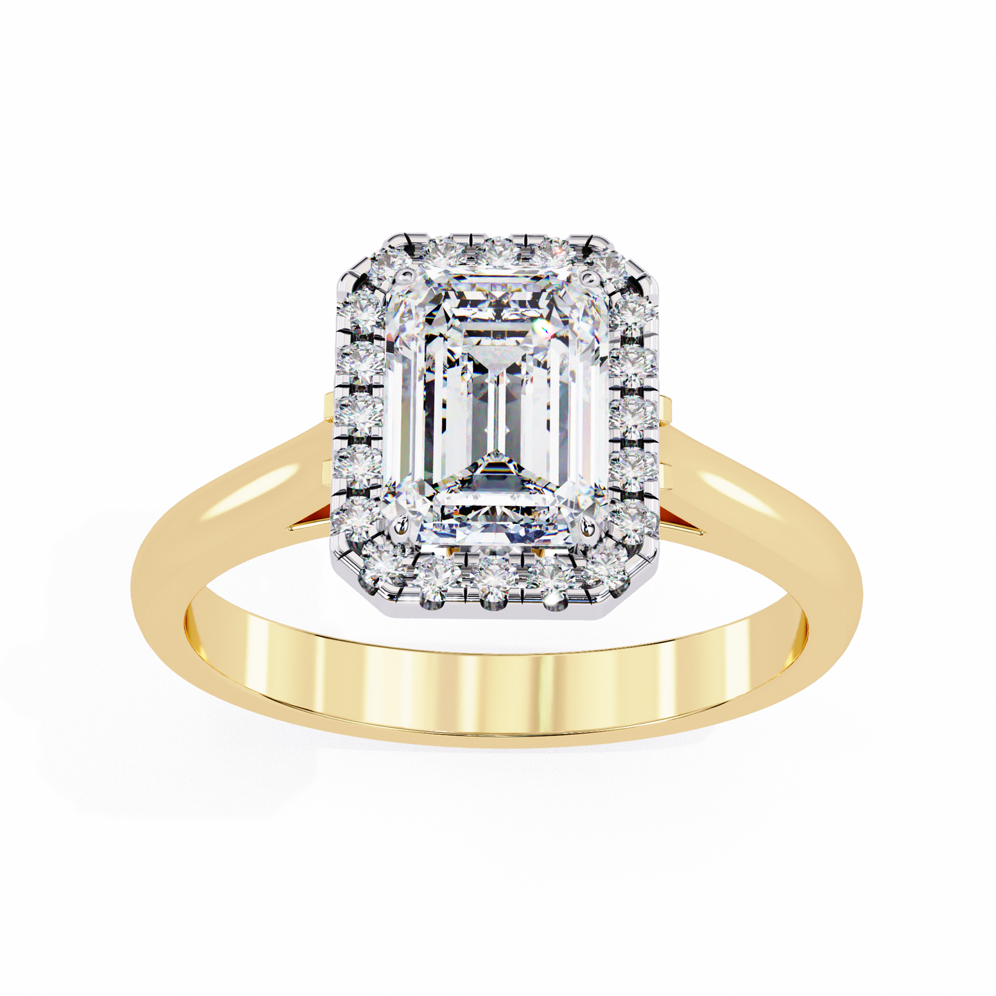 yellow gold / moissanite, yellow gold / lab grown