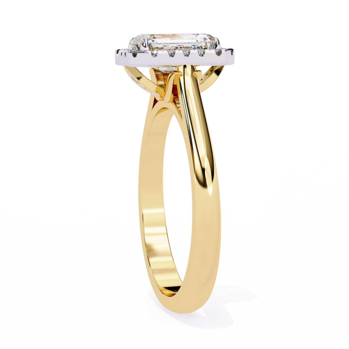 yellow gold / moissanite, yellow gold / lab grown