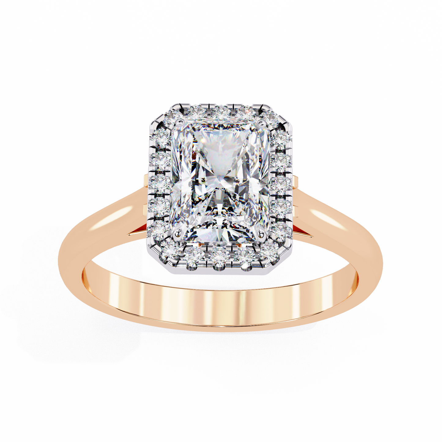 rose gold / moissanite, rose gold / lab grown