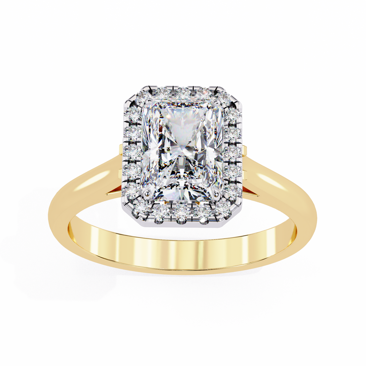yellow gold / moissanite, yellow gold / lab grown