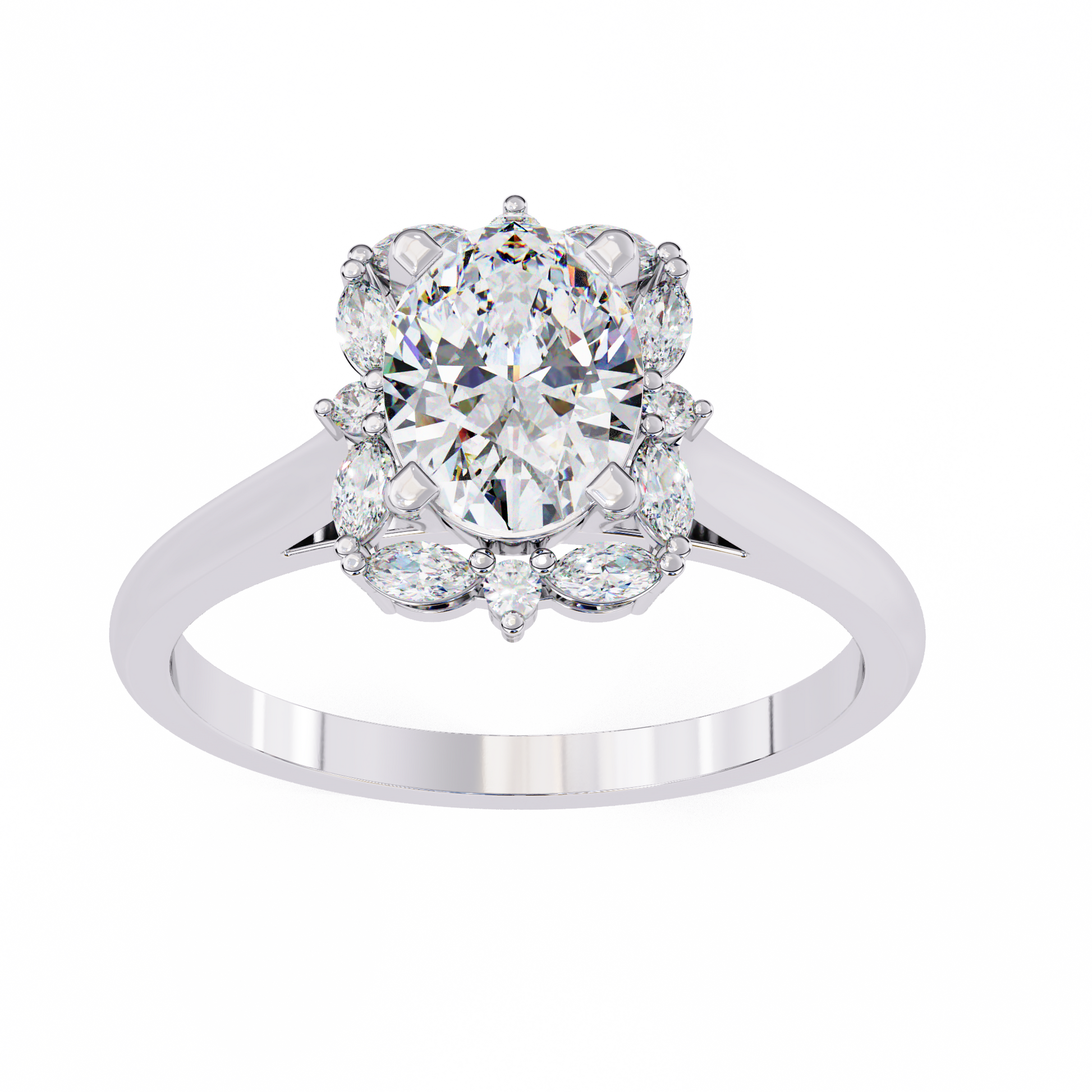 White Gold / Moissanite, White Gold / Lab Grown, 925 Silver / Moissanite, 925 Silver / Lab Grown