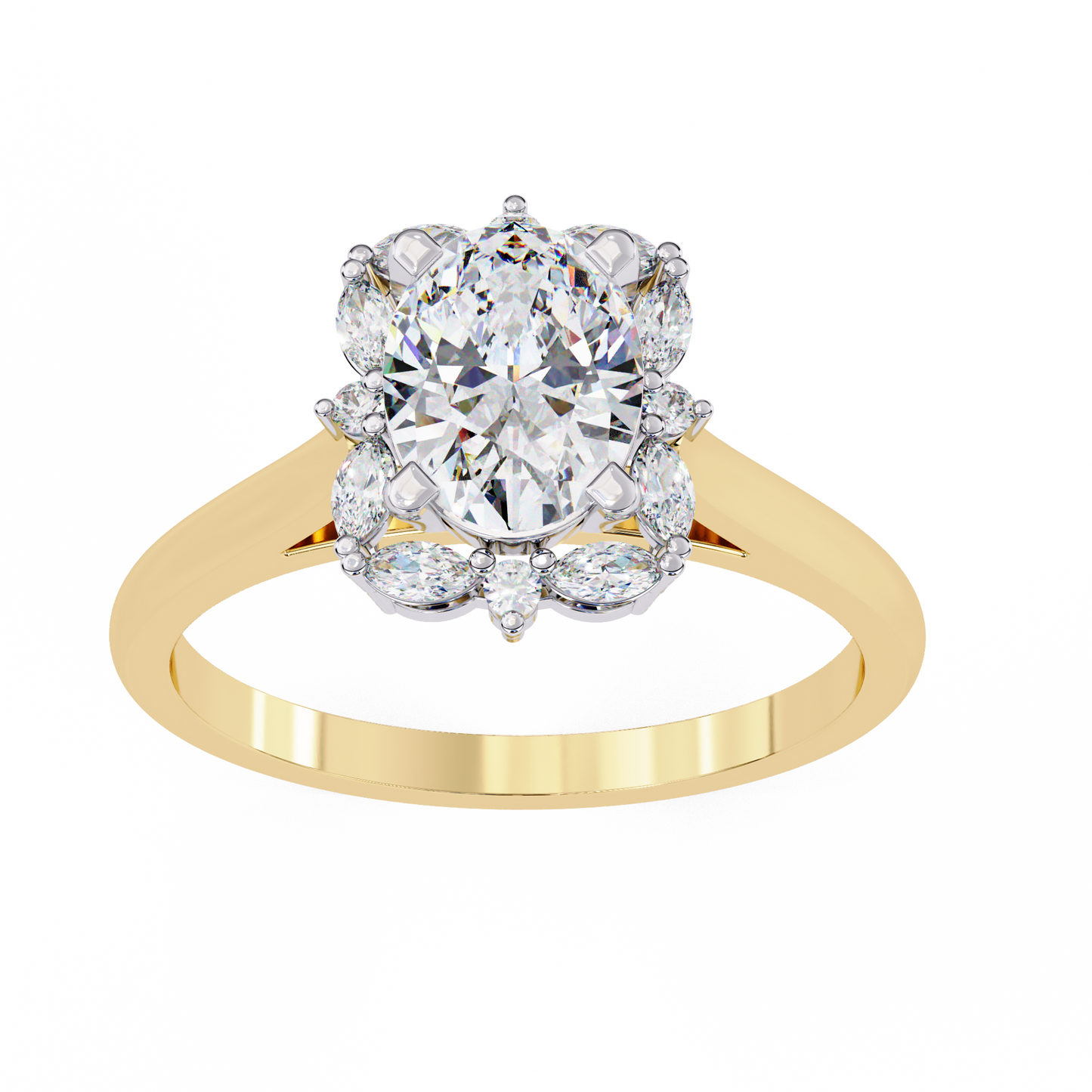 yellow gold / moissanite, yellow gold / lab grown