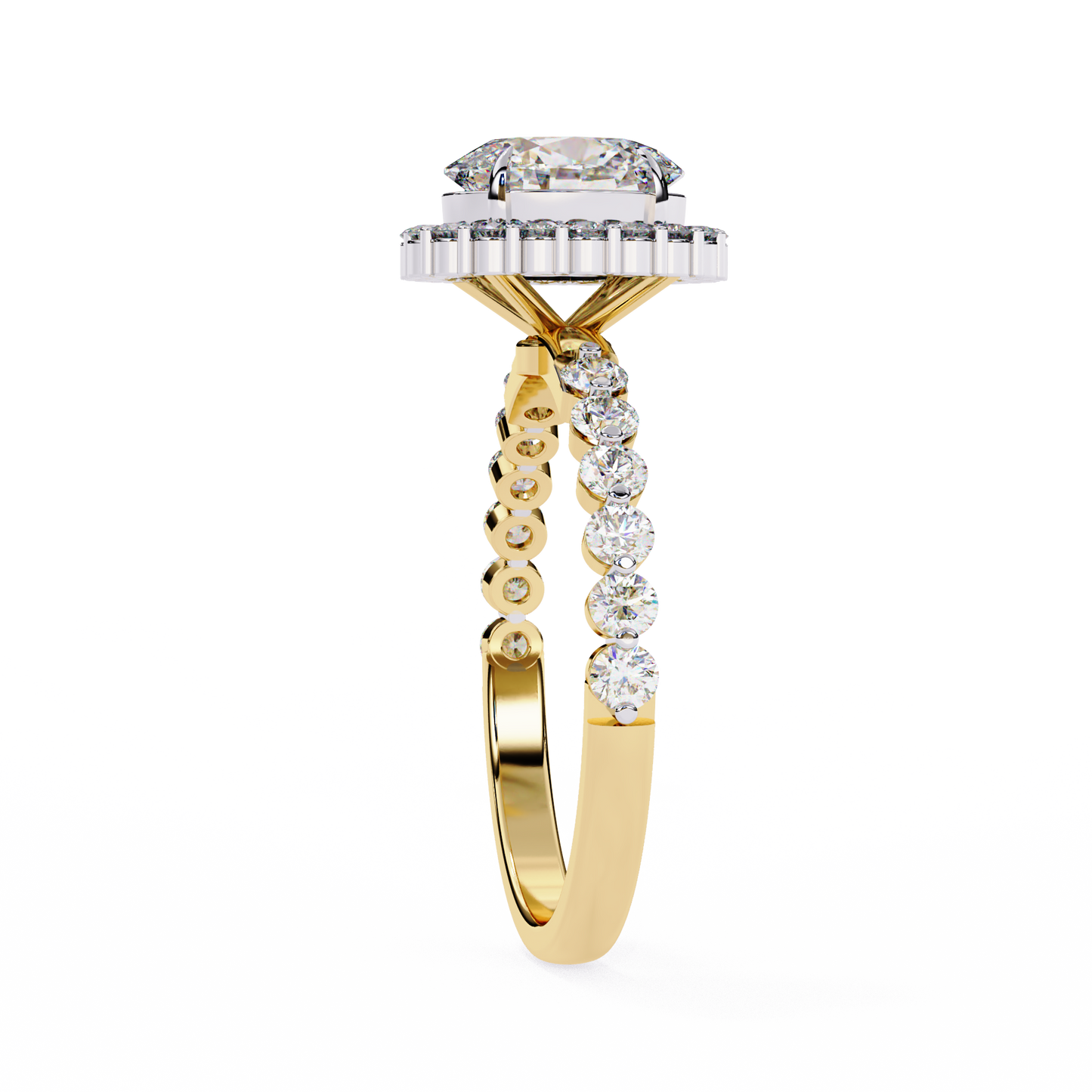 yellow gold / moissanite, yellow gold / lab grown