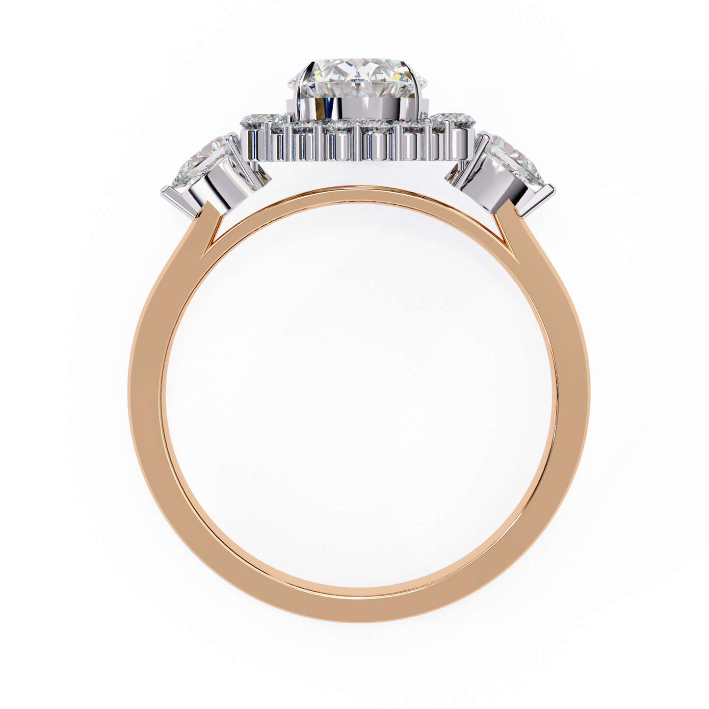 rose gold / moissanite, rose gold / lab grown