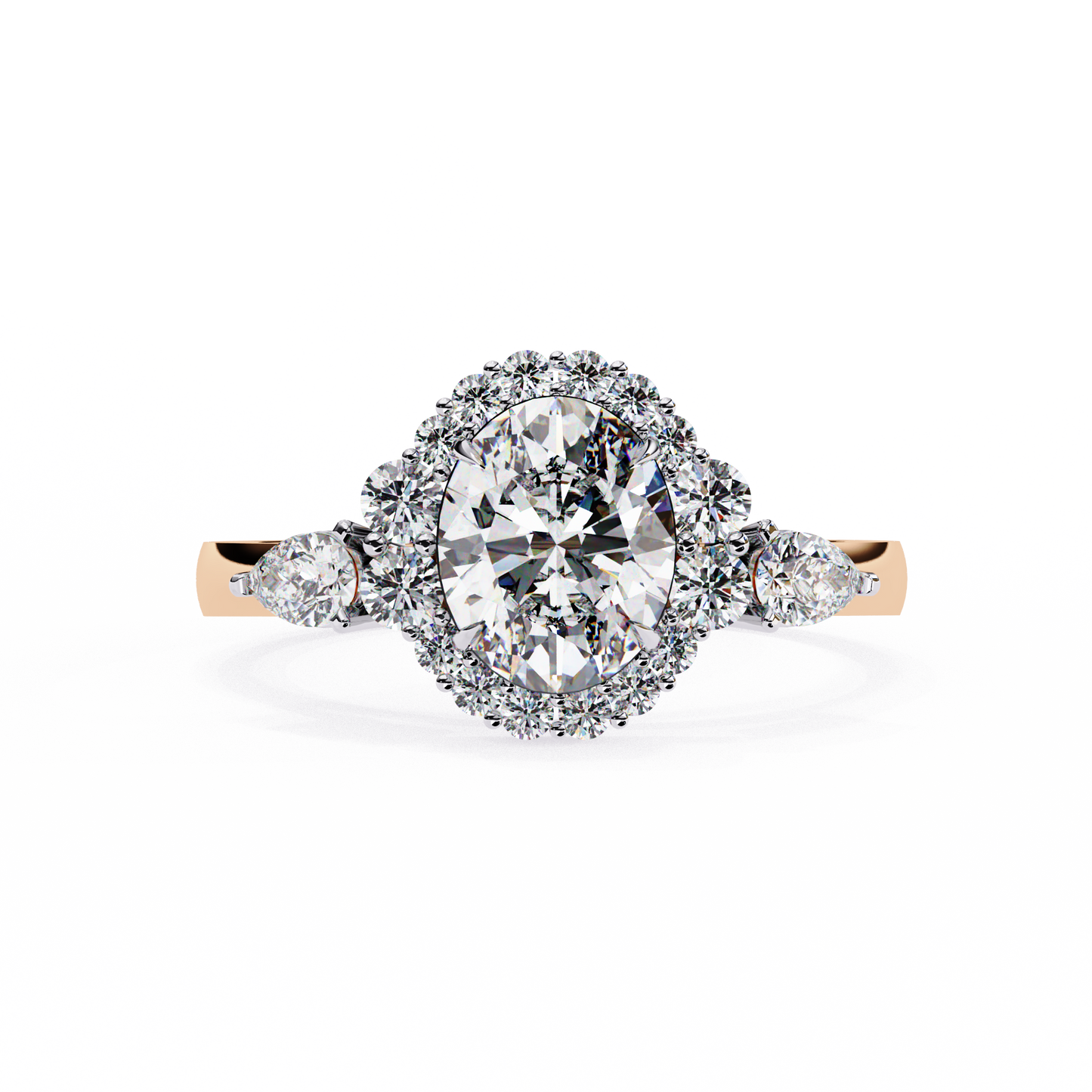 rose gold / moissanite, rose gold / lab grown