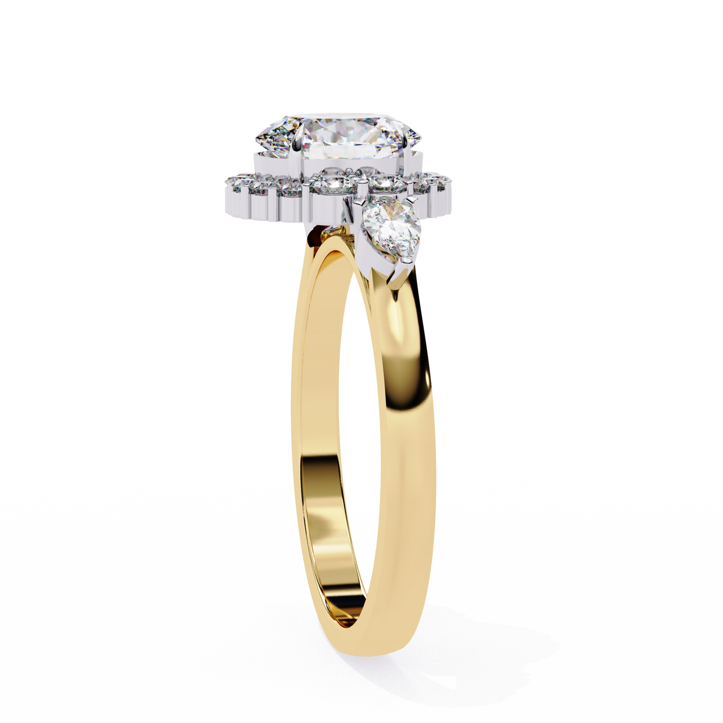 yellow gold / moissanite, yellow gold / lab grown