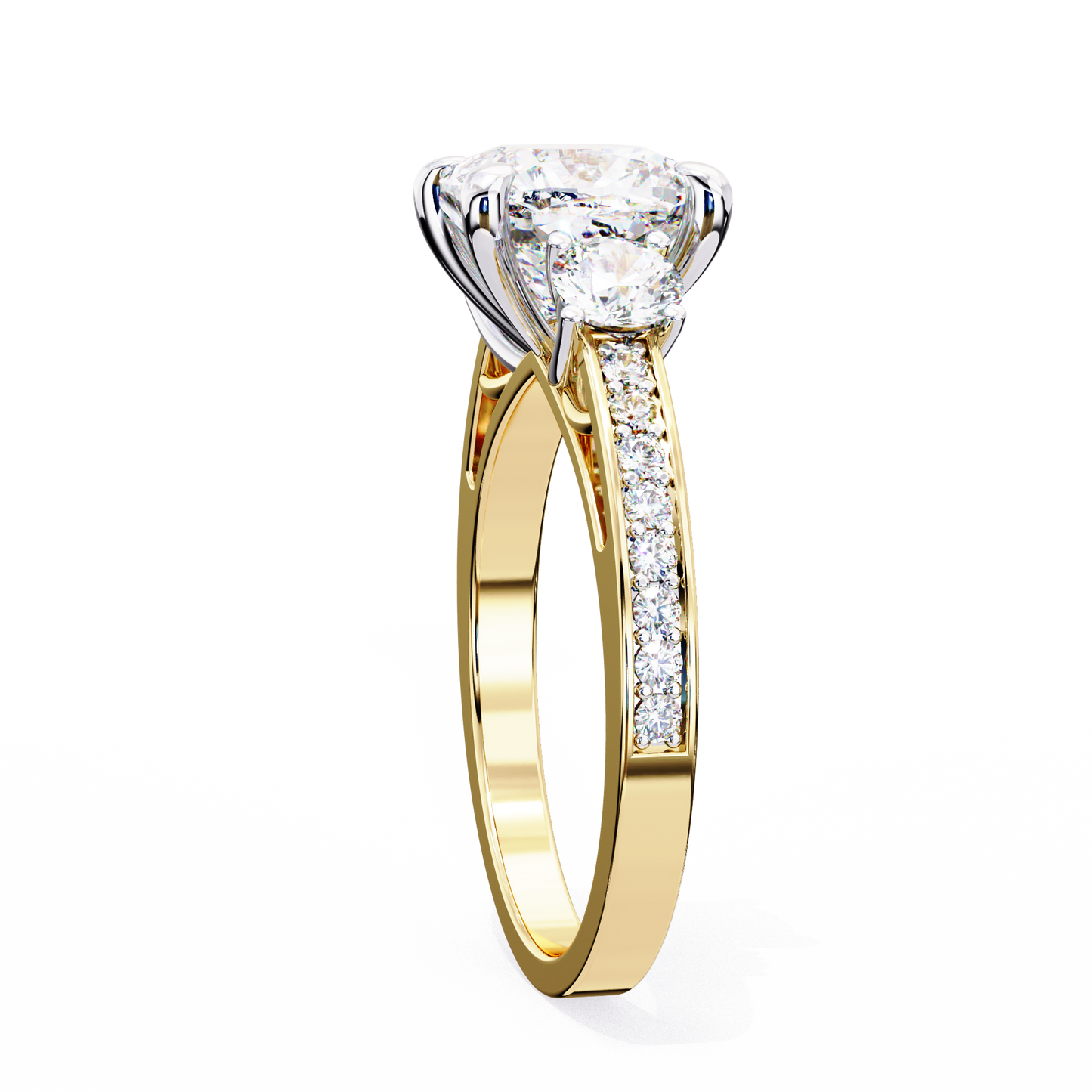 yellow gold / moissanite, yellow gold / lab grown