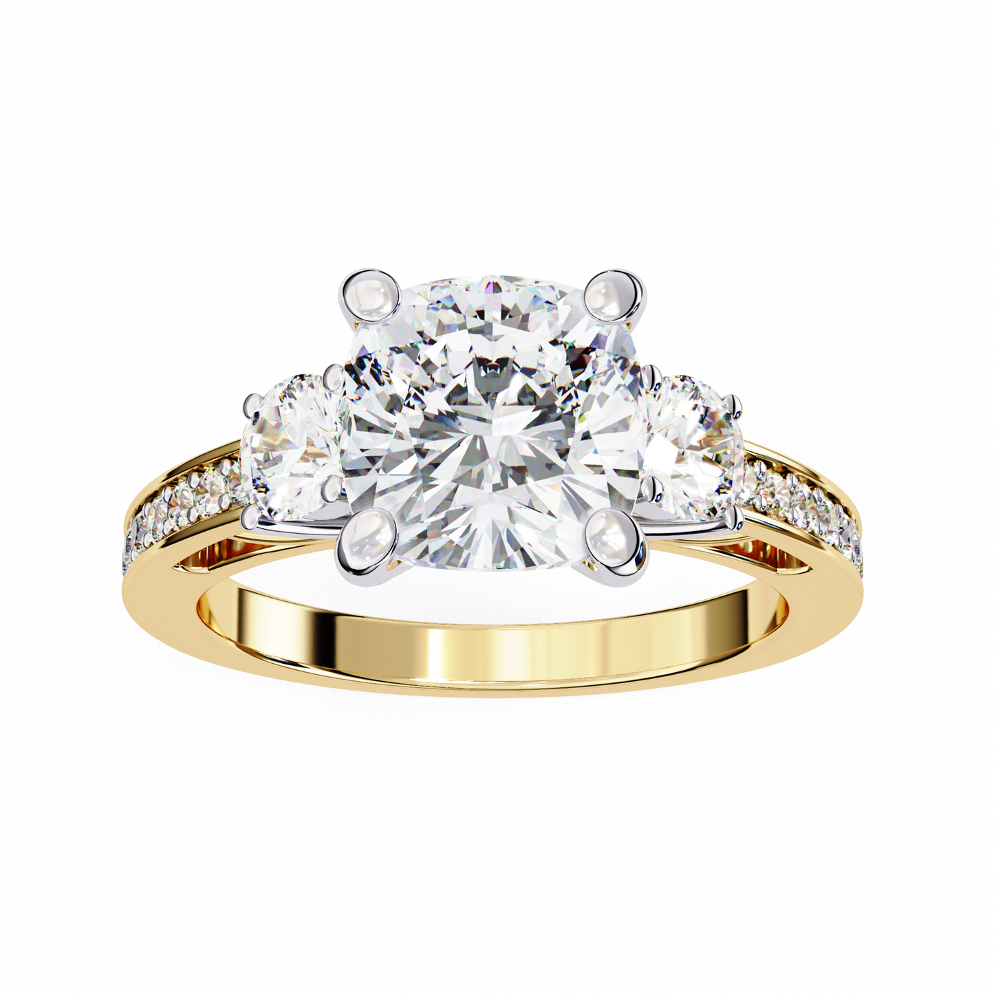 yellow gold / moissanite, yellow gold / lab grown