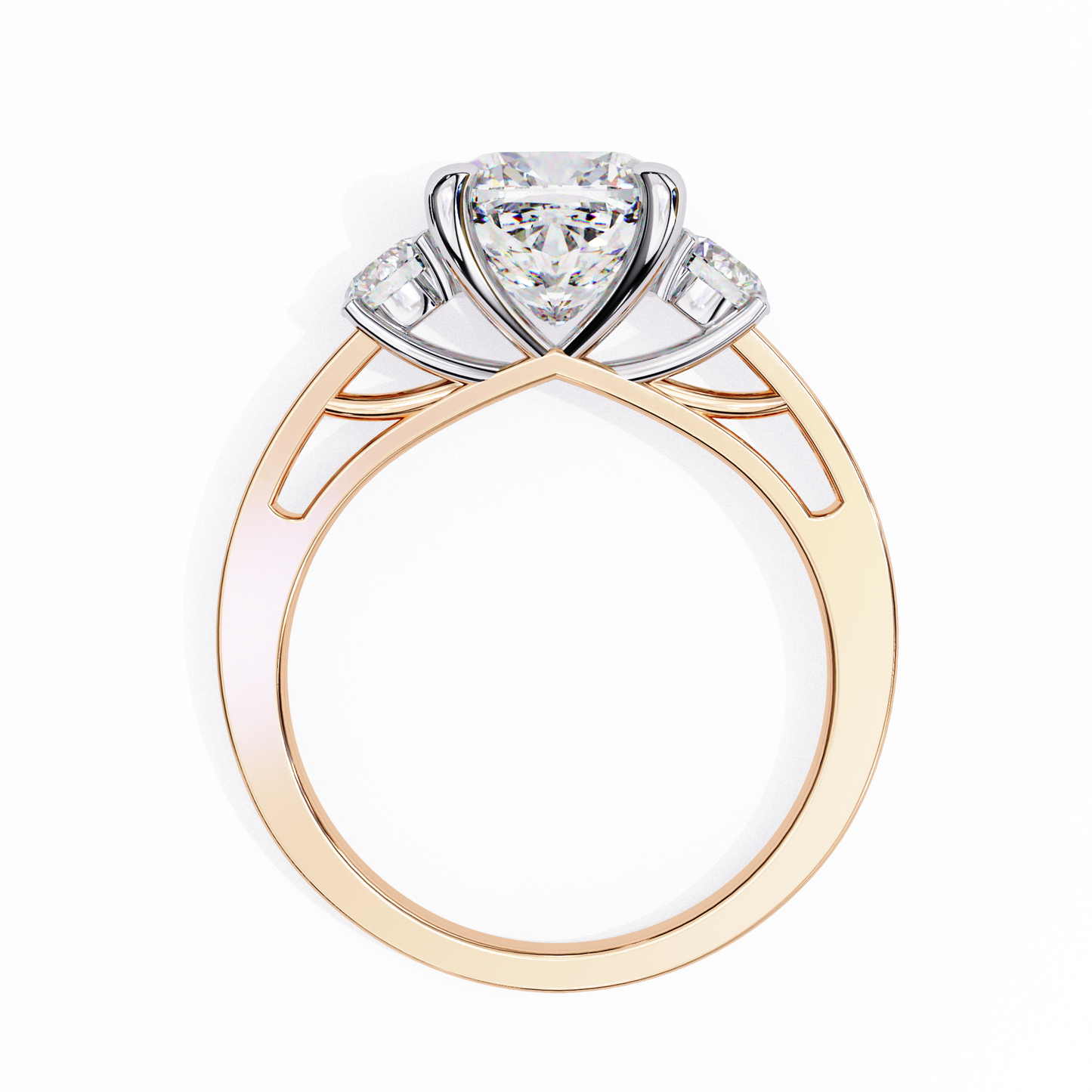 rose gold / moissanite, rose gold / lab grown