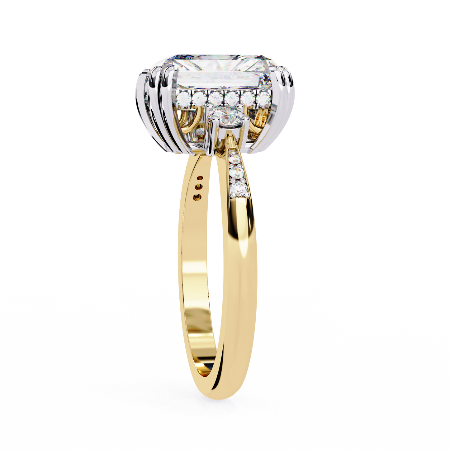 yellow gold / moissanite, yellow gold / lab grown