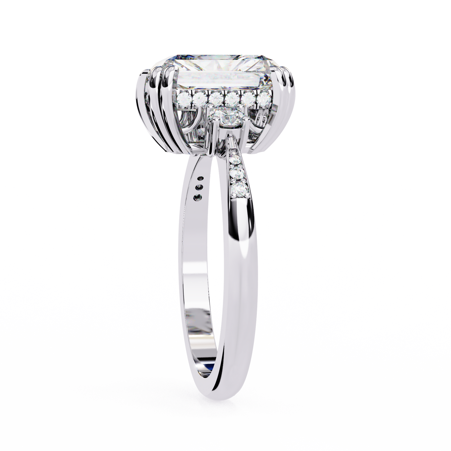 white gold / moissanite, white gold / lab grown