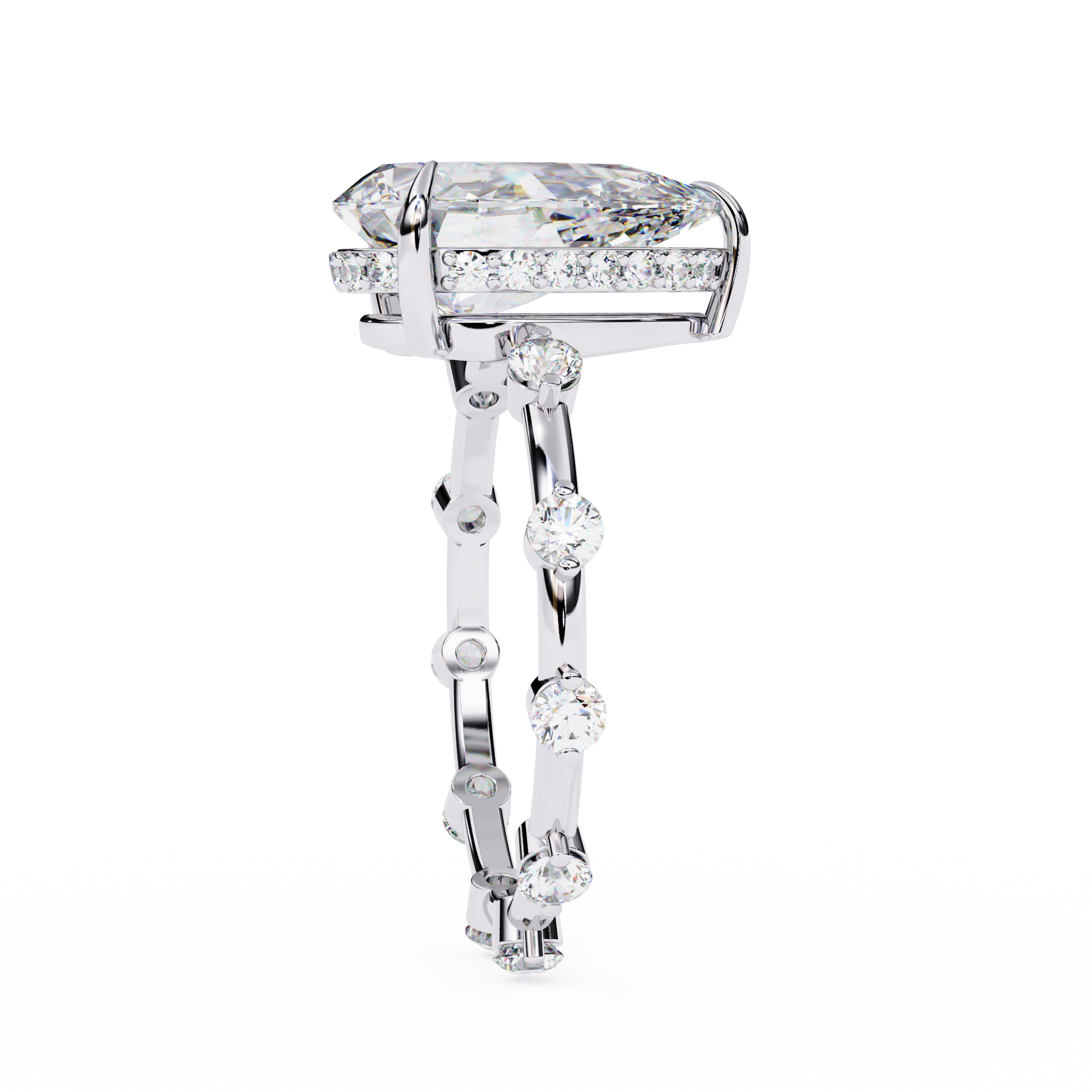 White Gold / Moissanite, White Gold / Lab Grown, 925 Silver / Moissanite, 925 Silver / Lab Grown