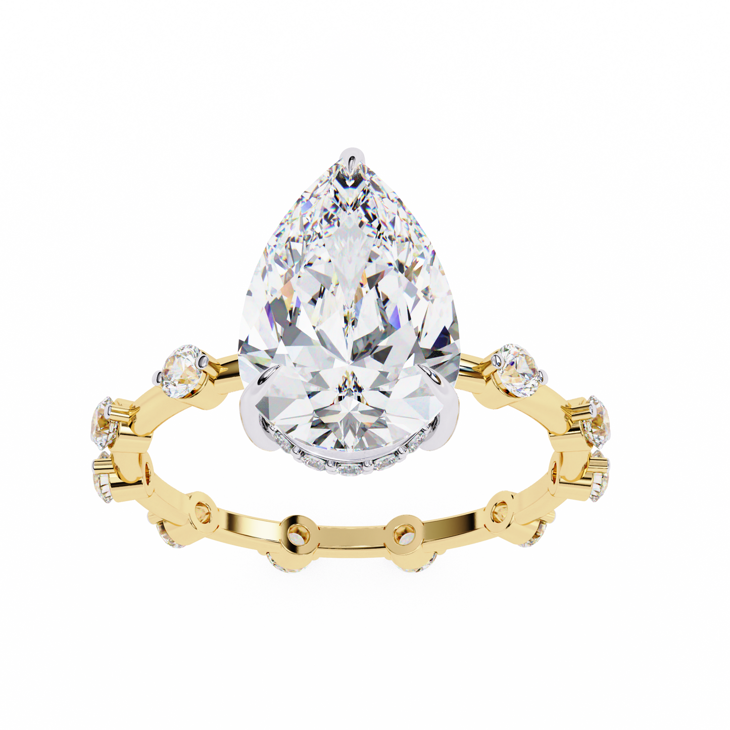 yellow gold / moissanite, yellow gold / lab grown