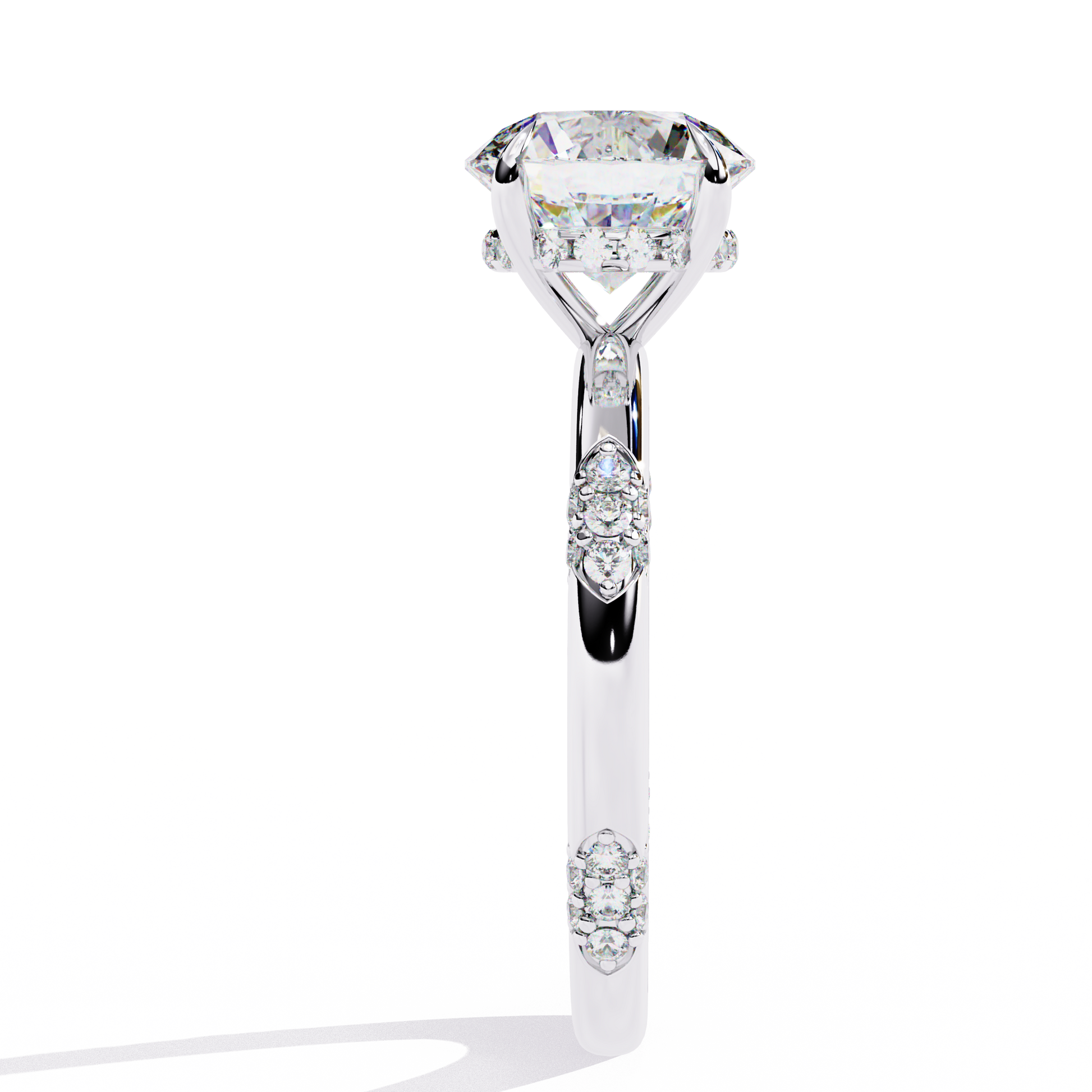White Gold / Moissanite, White Gold / Lab Grown