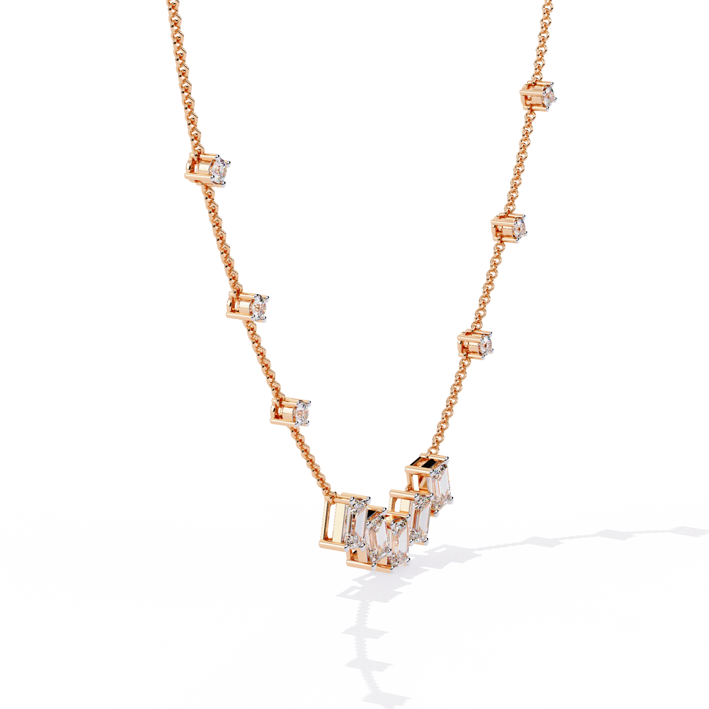 rose gold / moissanite, rose gold / lab grown