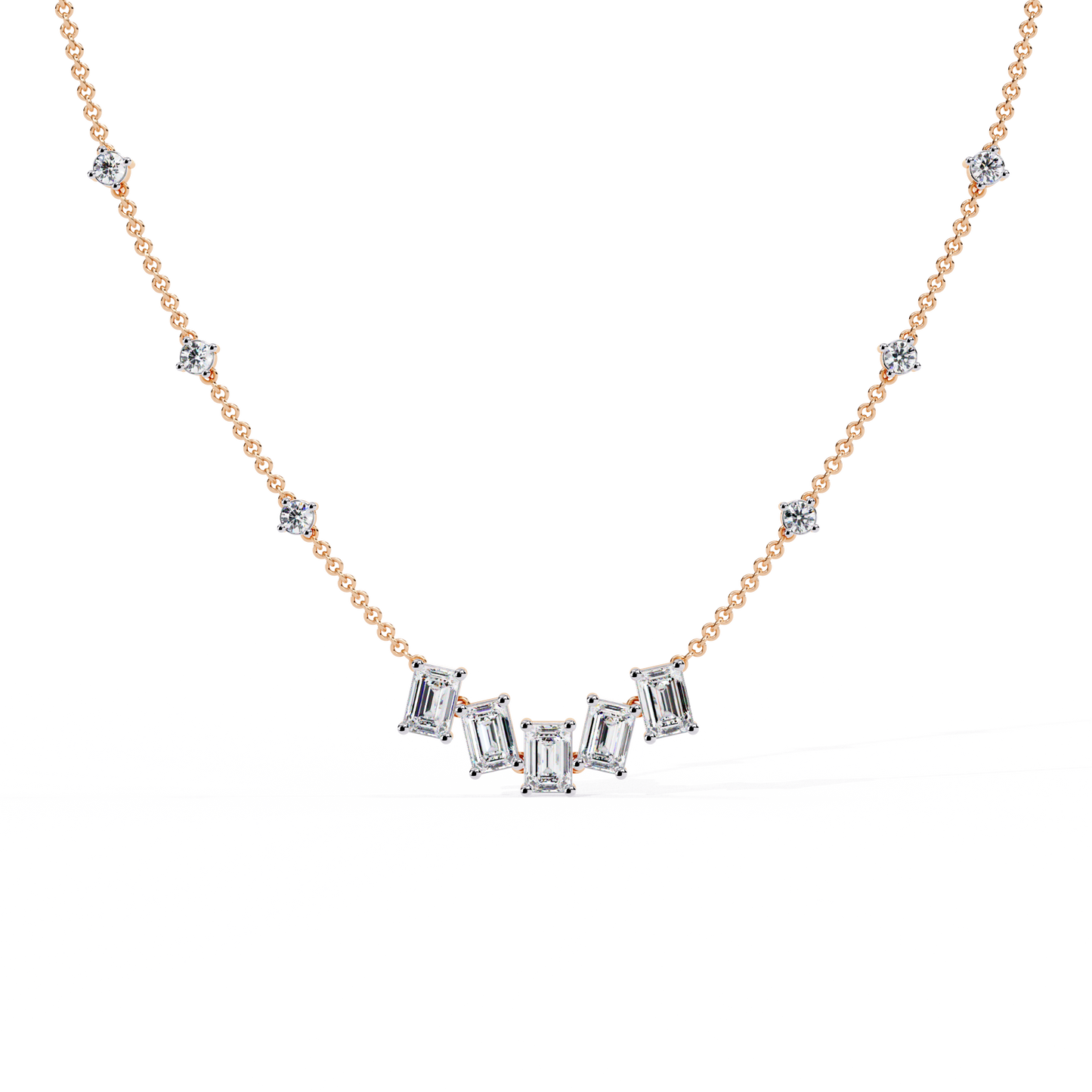 rose gold / moissanite, rose gold / lab grown