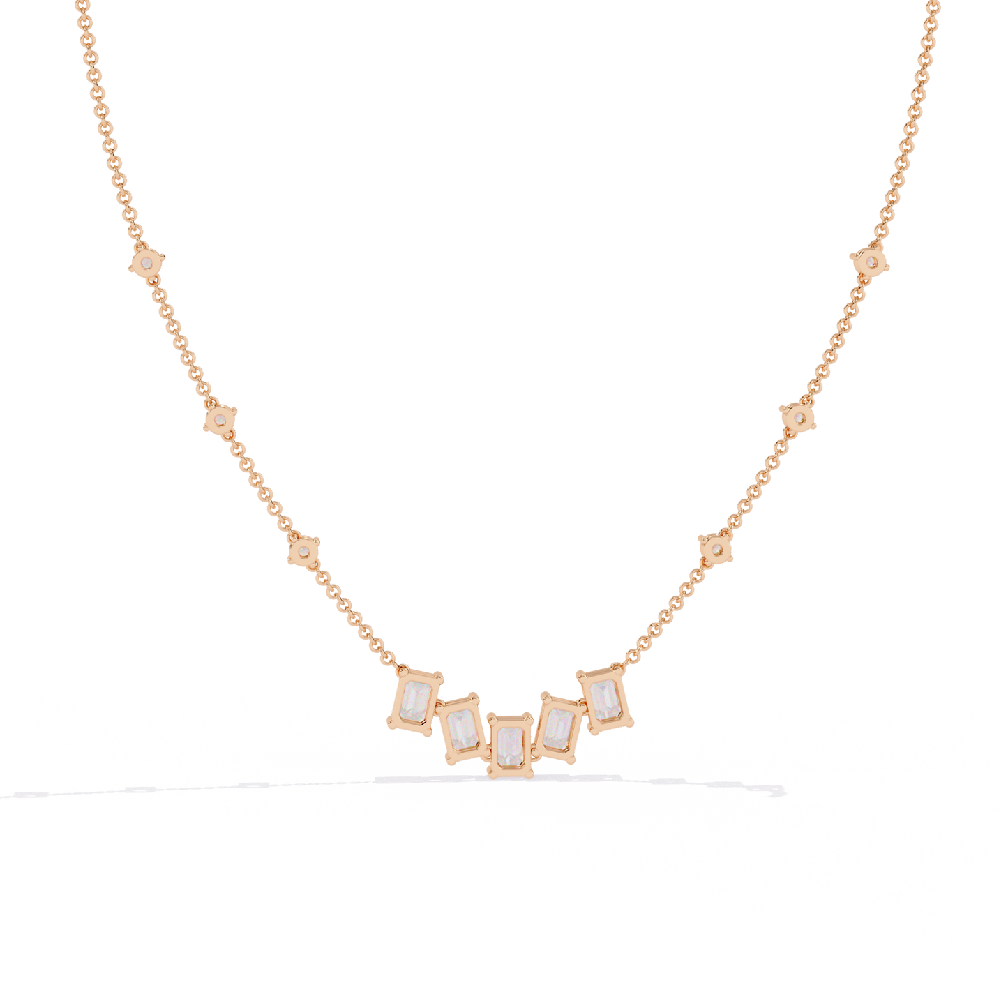 rose gold / moissanite, rose gold / lab grown